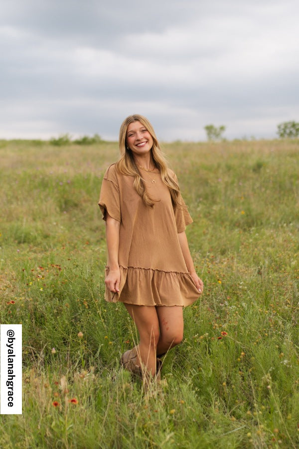 Soft Horizon Ruffled Hem Tunic - Clay