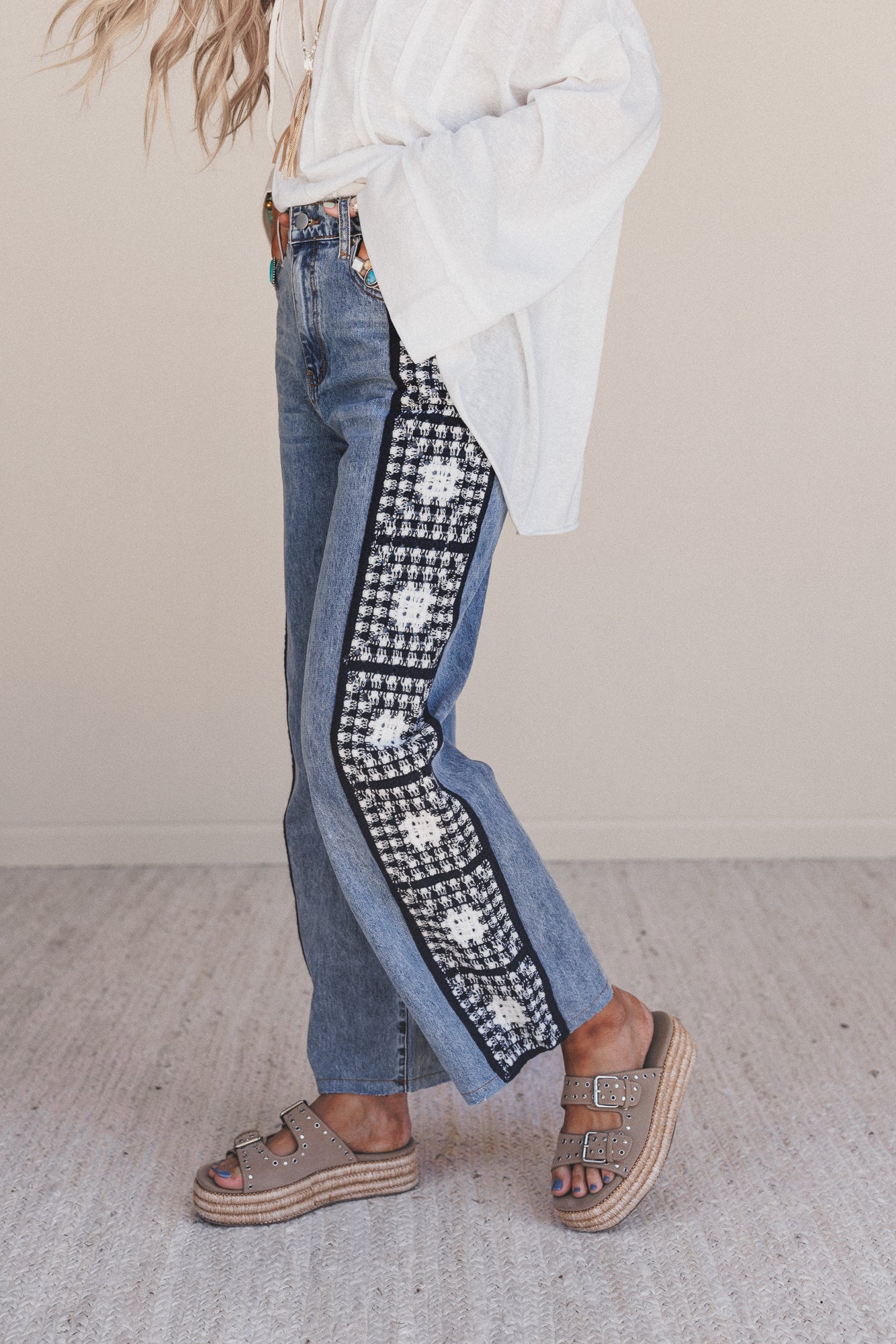 Wildwoven Crochet Jeans - Light Wash