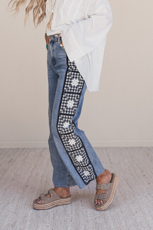Wildwoven Crochet Jeans - Light Wash