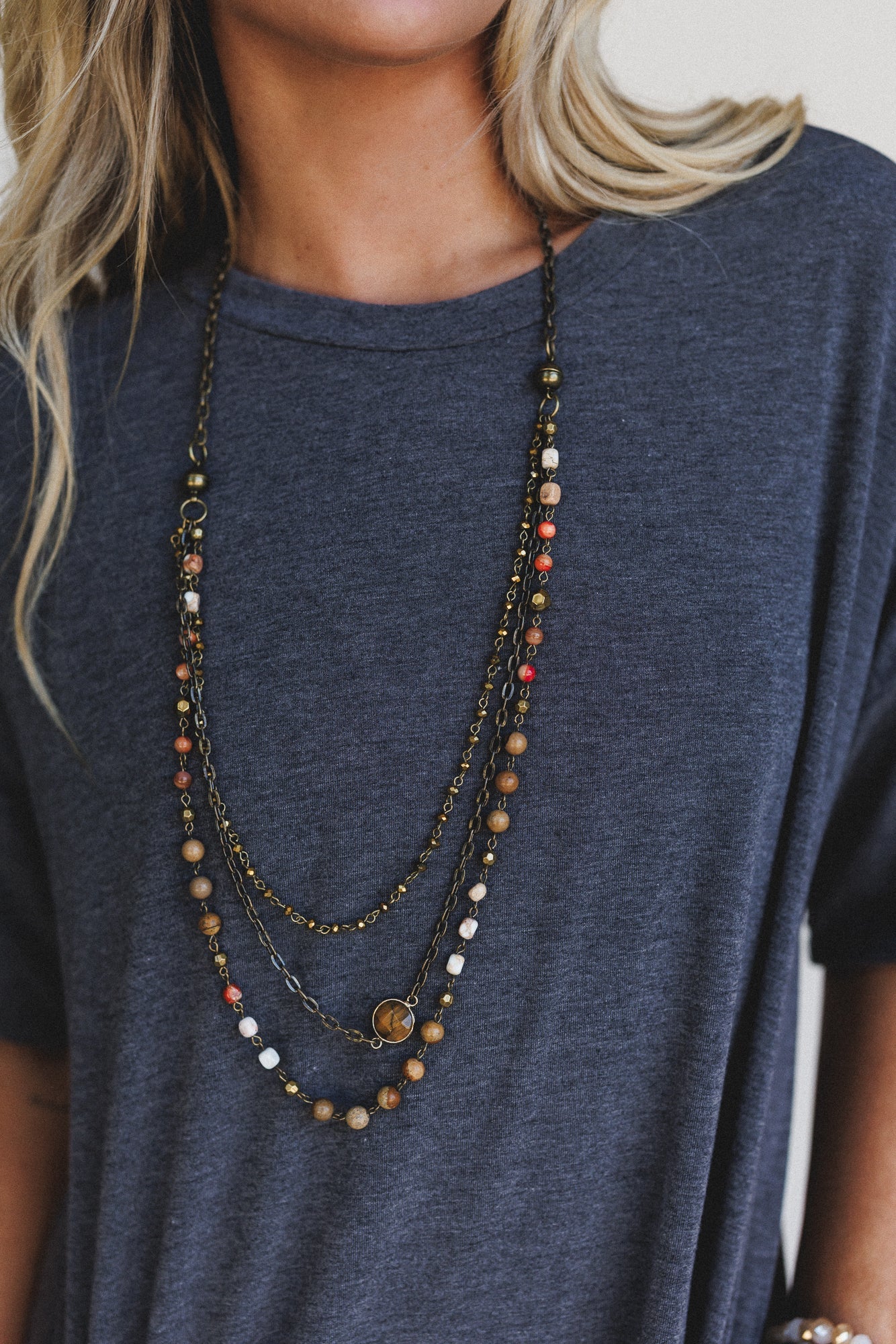 Turquoise Cascade Necklace - Coral Multi