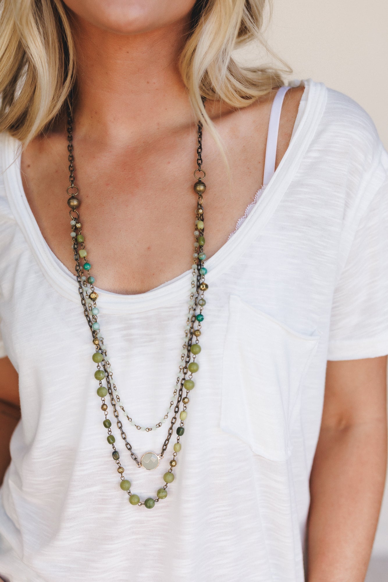 Turquoise Cascade Necklace - Green Multi