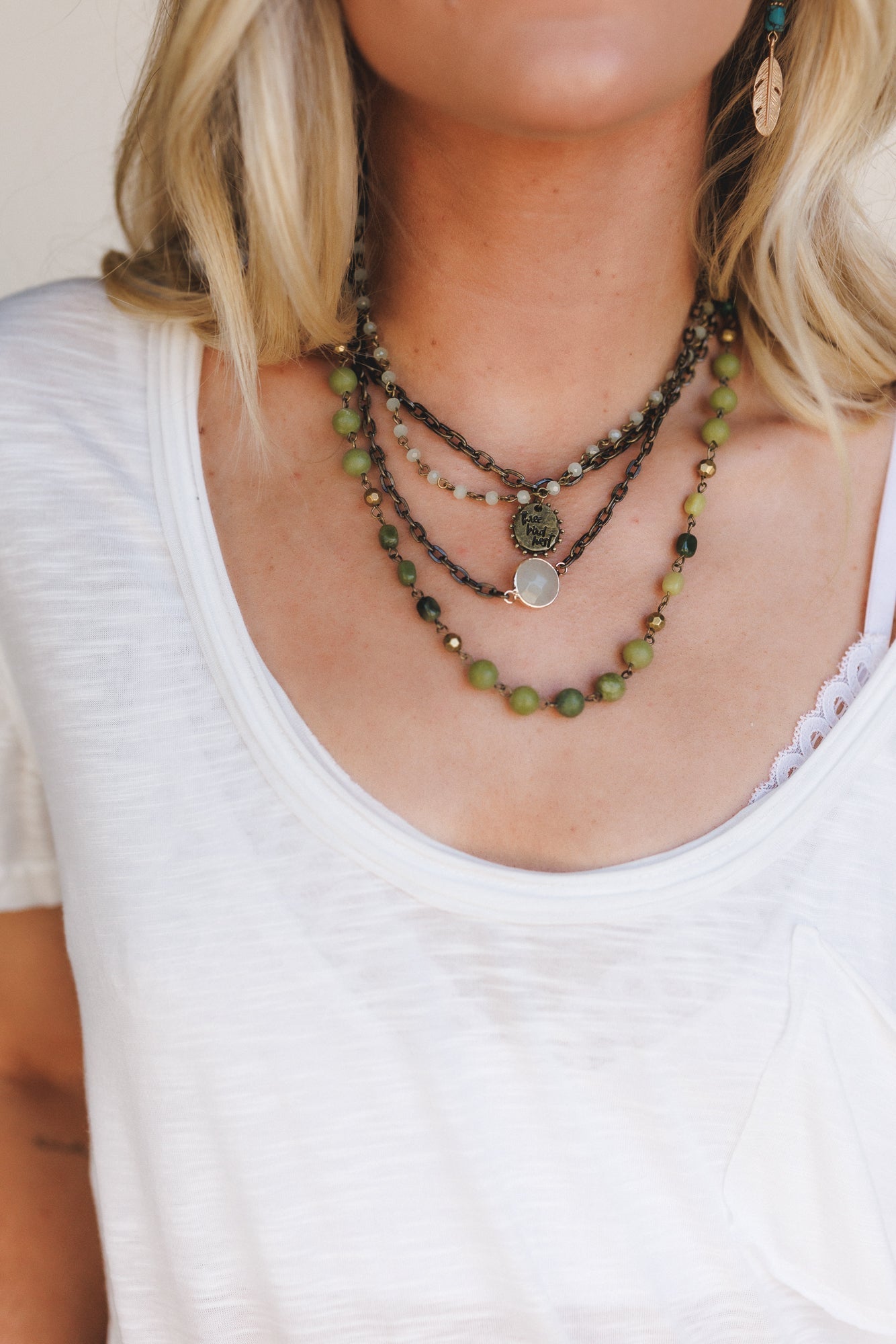 Turquoise Cascade Necklace - Green Multi
