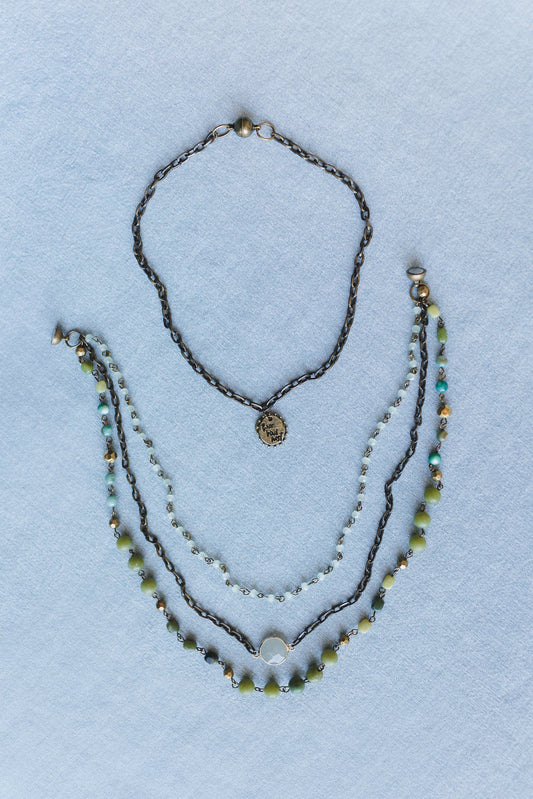 Turquoise Cascade Necklace - Green Multi