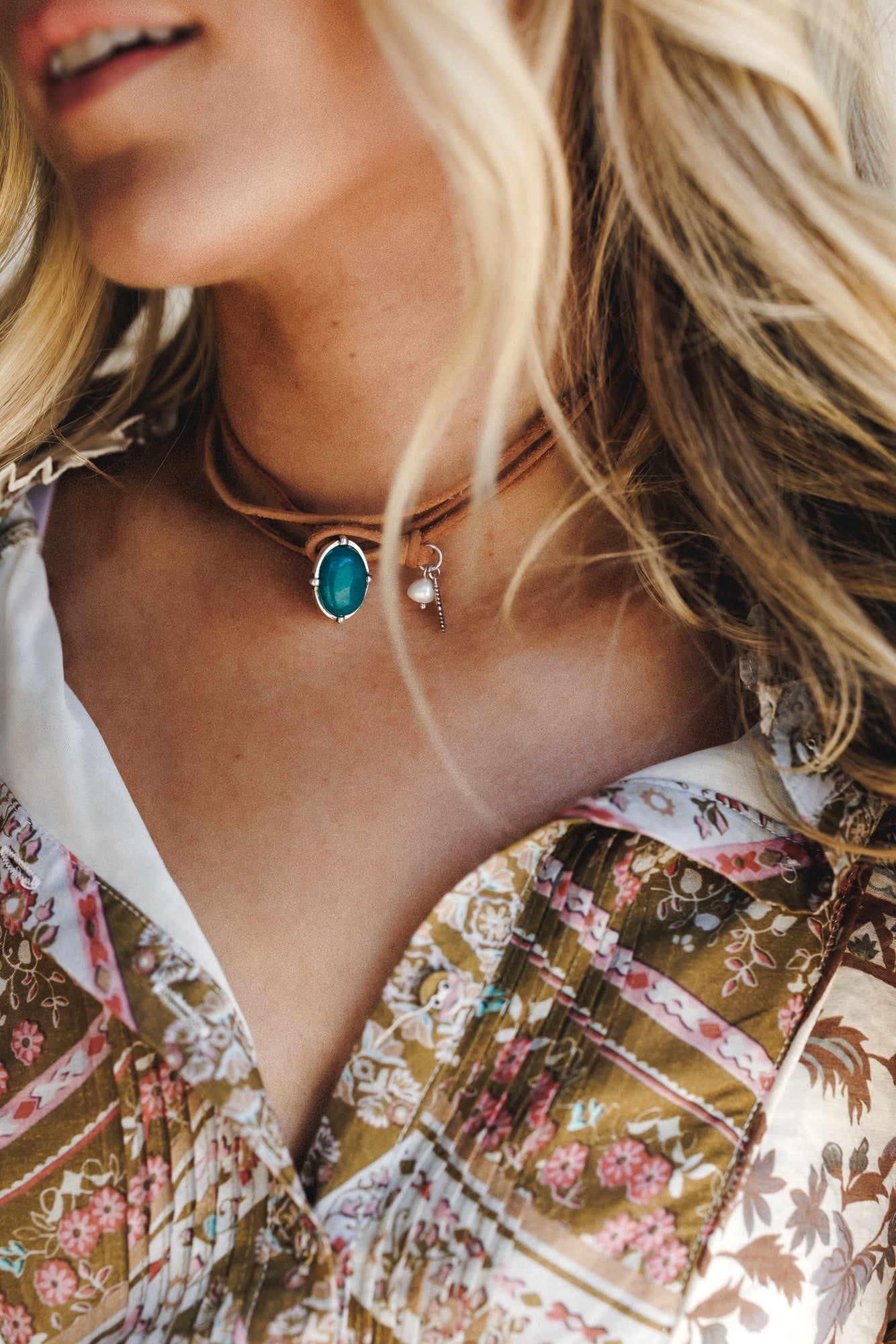 Wish Out Loud Choker Necklace - Turquoise