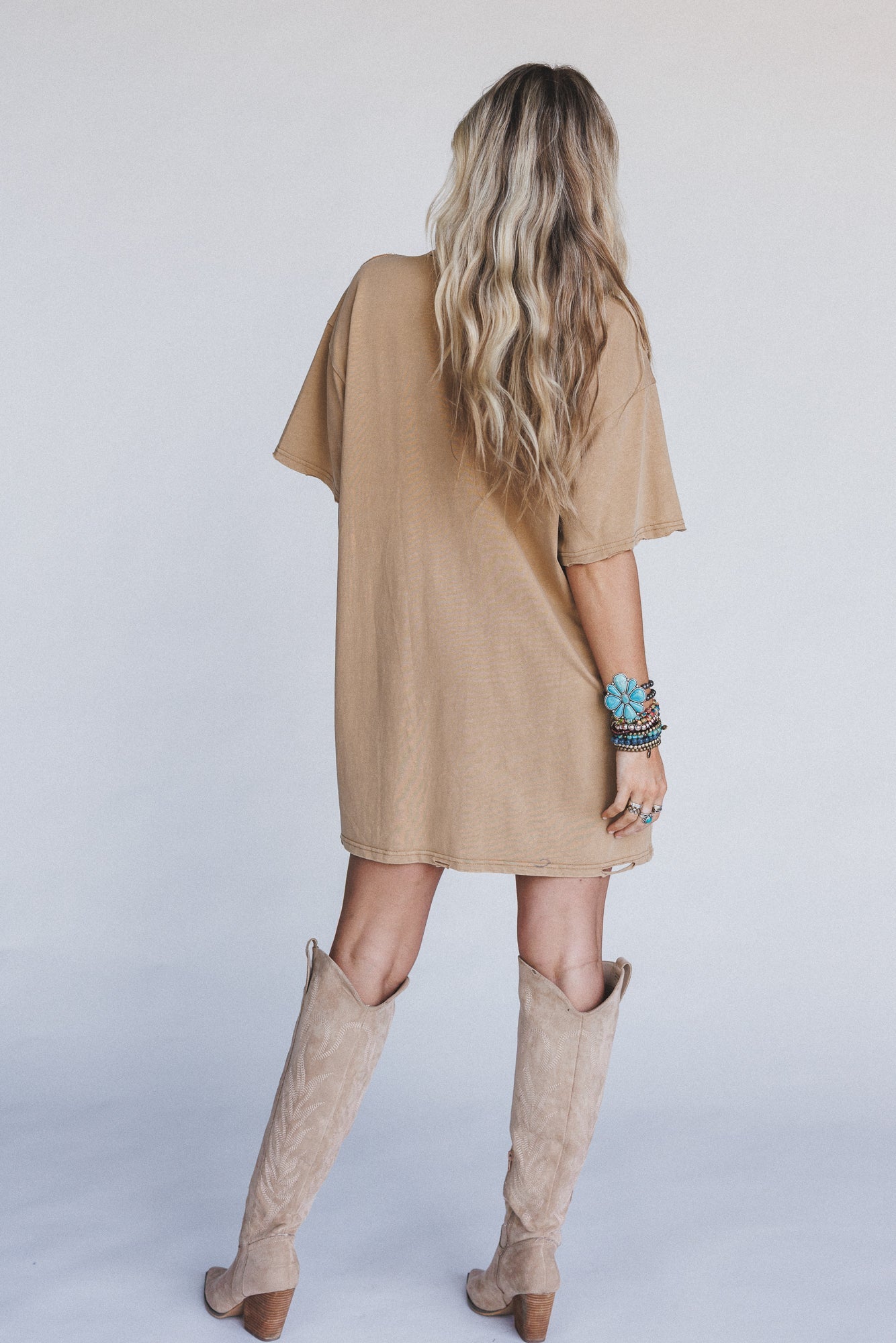 Howdy Vibes Tee Dress - Tan