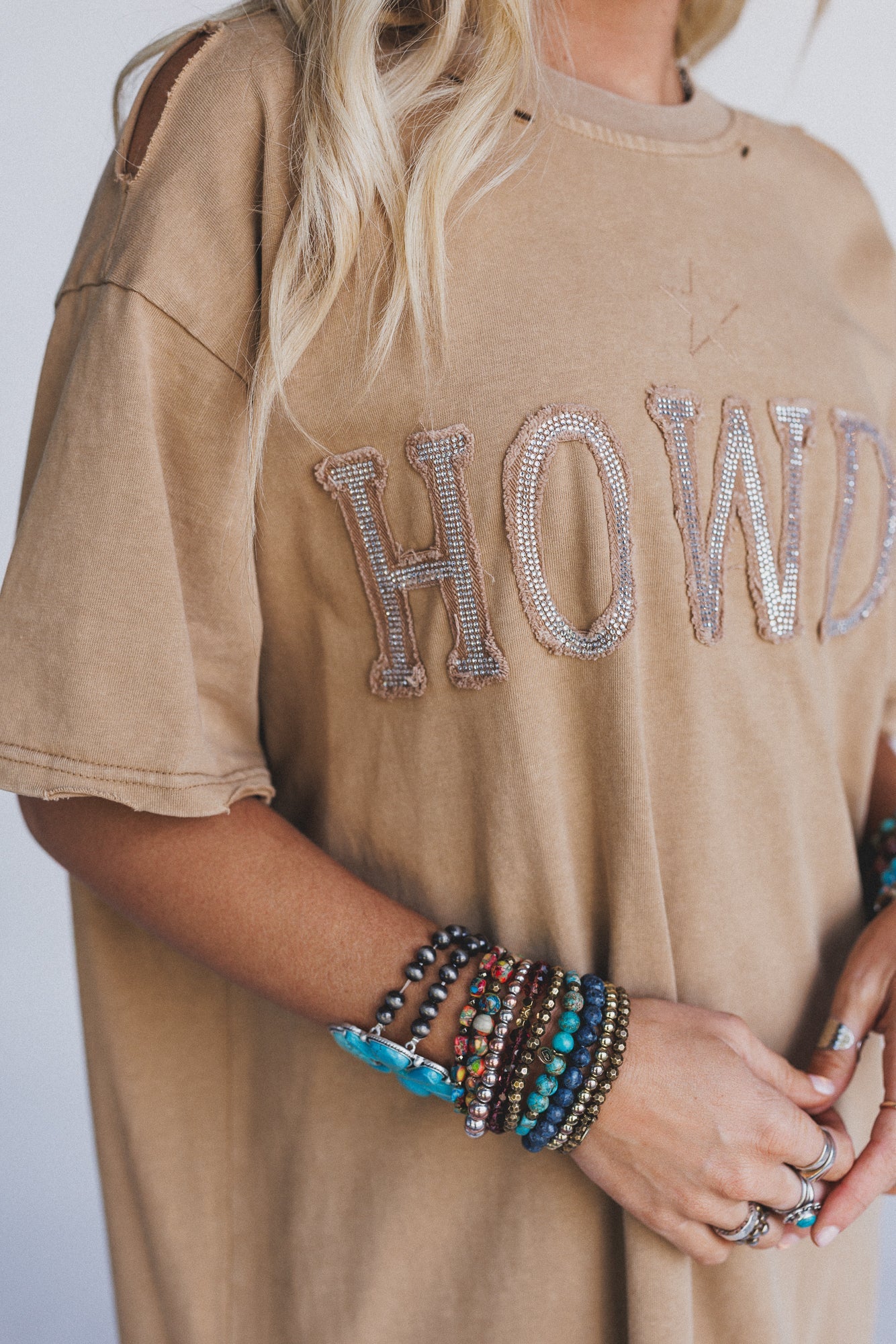 Howdy Vibes Tee Dress - Tan