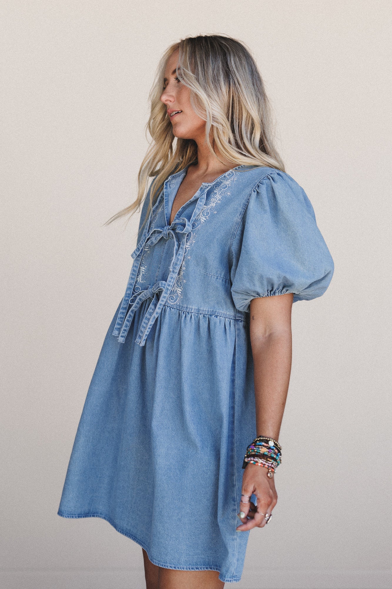 Sunset Doll Denim Dress - Medium Wash