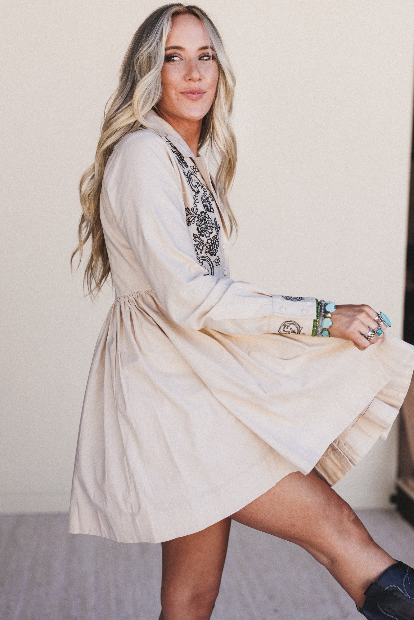 Always Yours Button Front Dress - Taupe