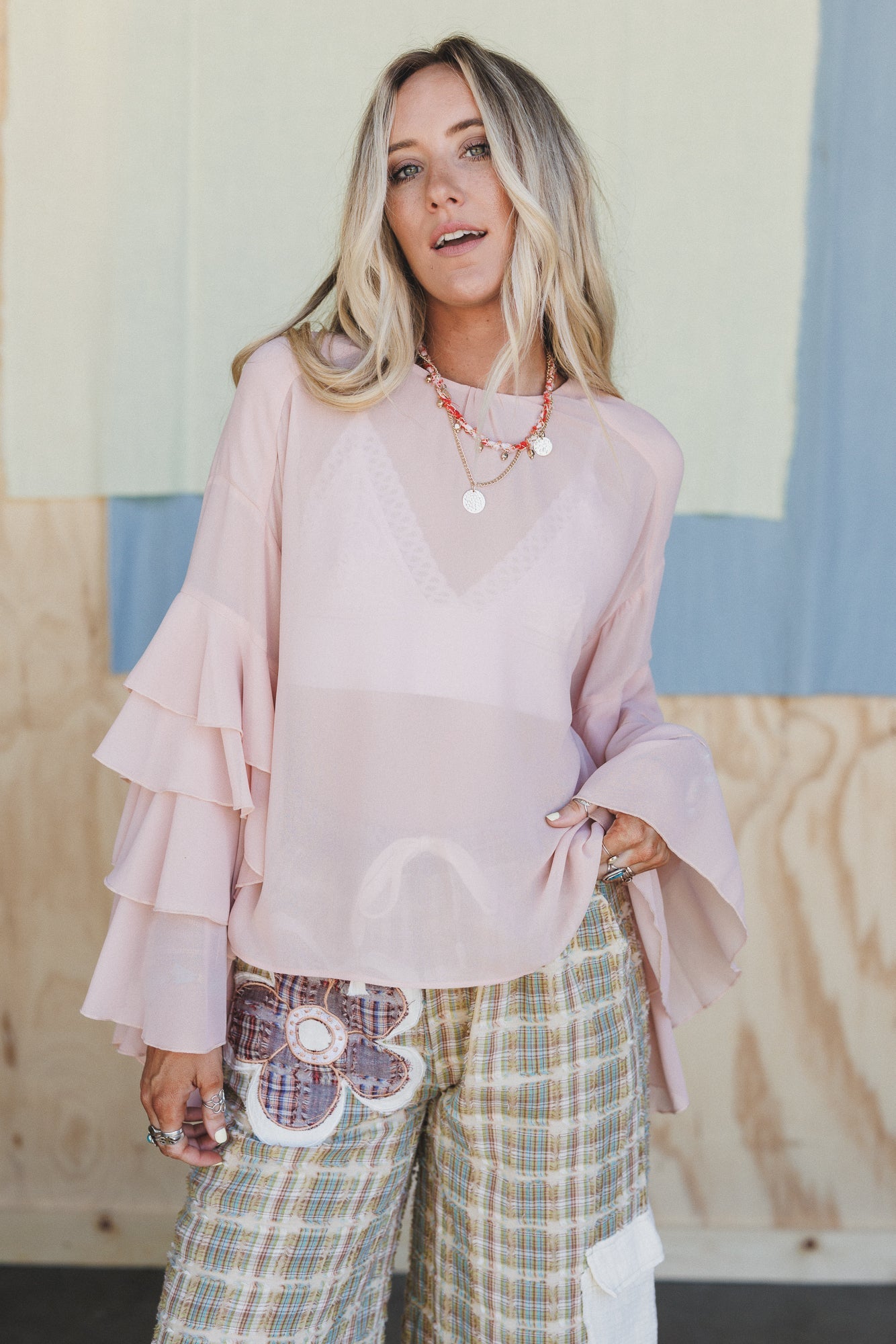 Poets Kiss Ruffled Blouse - Blush