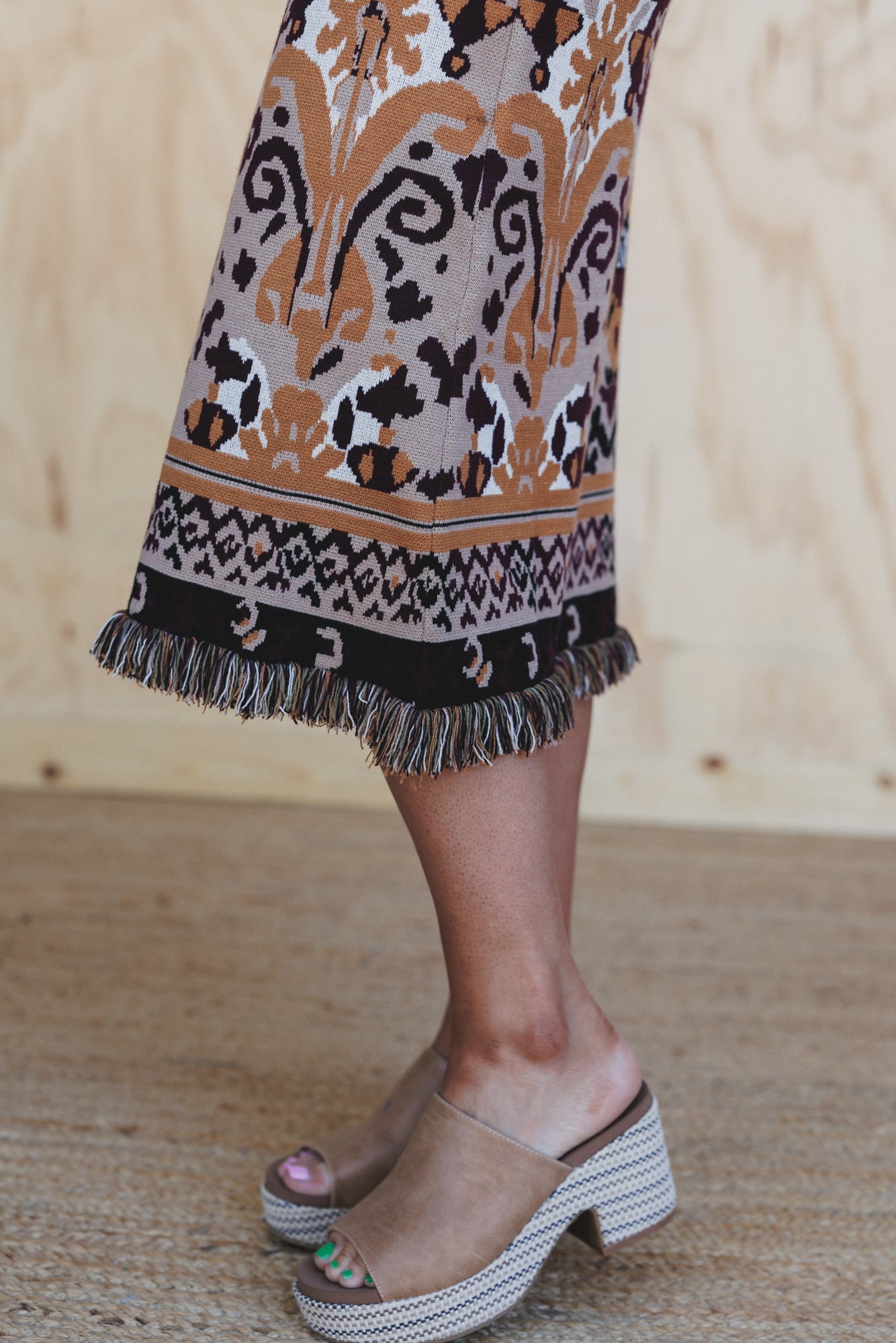 Desert Shine Fringe Skirt - Taupe