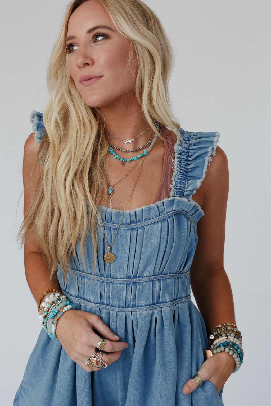 Dazzle In Denim Romper - Denim