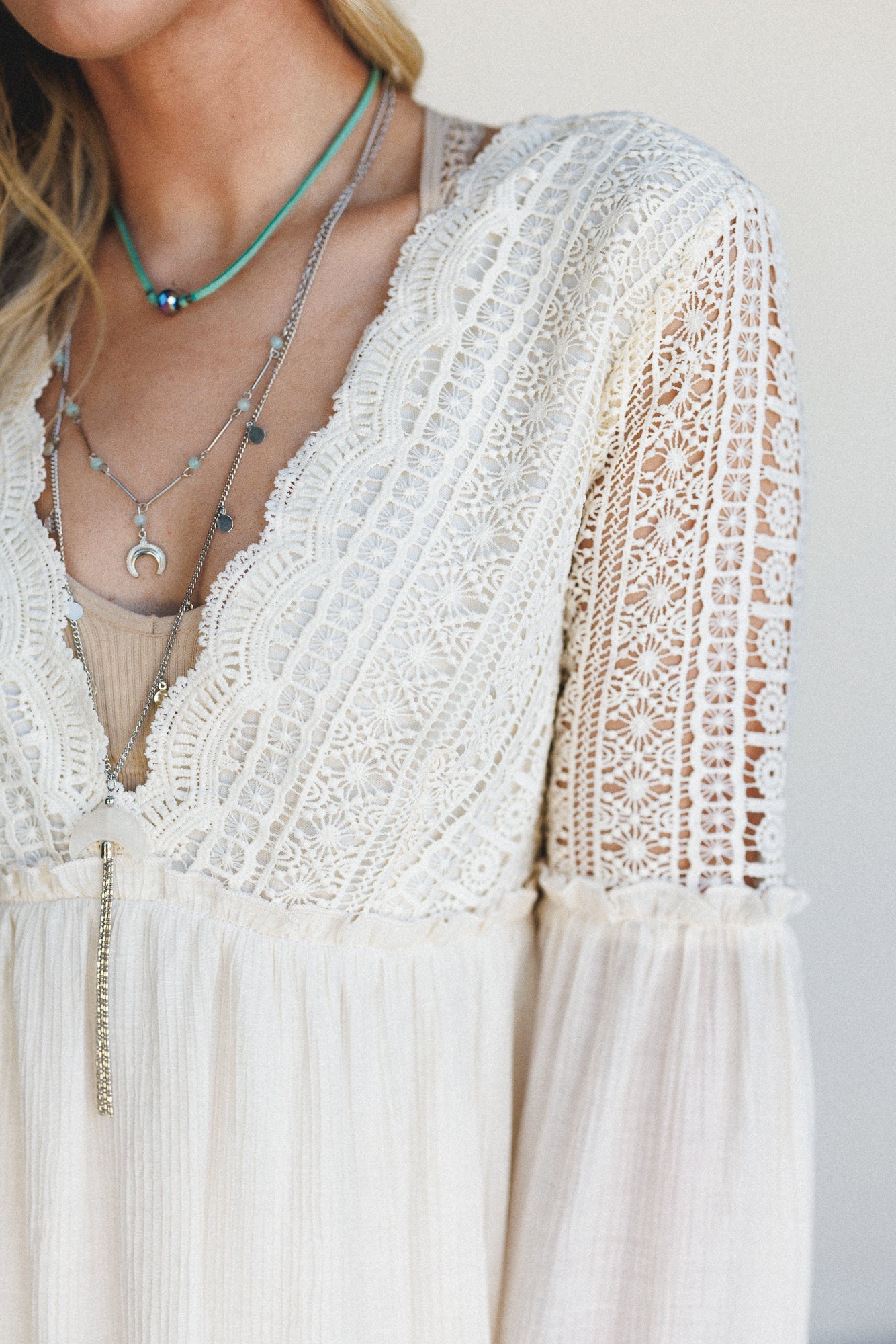 Bohemian Romance Tunic Dress - Natural