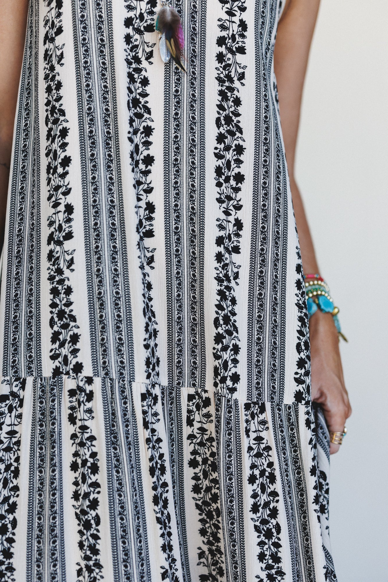 Secret Oasis Striped Maxi Dress - Ivory