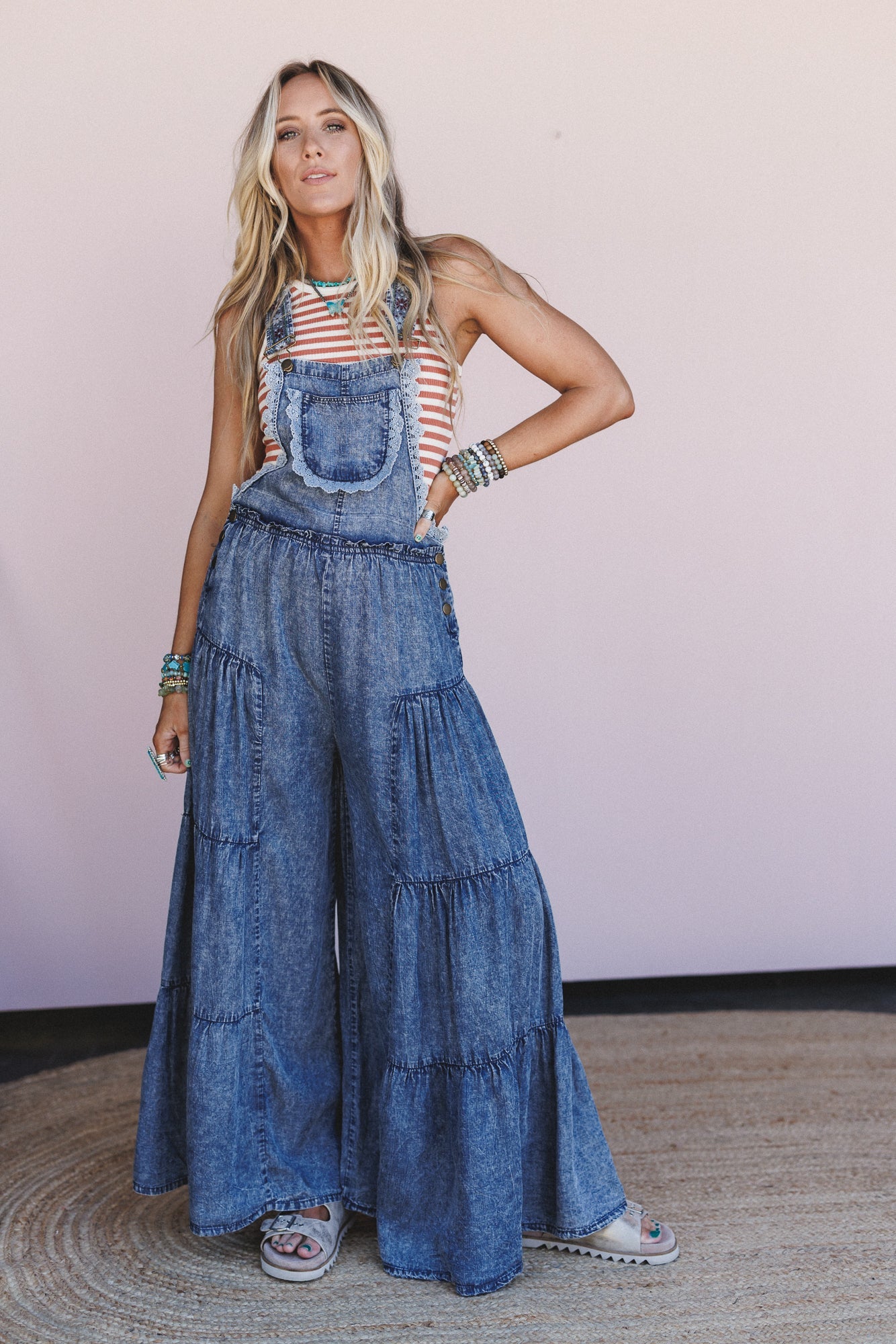Wildflower Blues Tiered Jumpsuit - Denim
