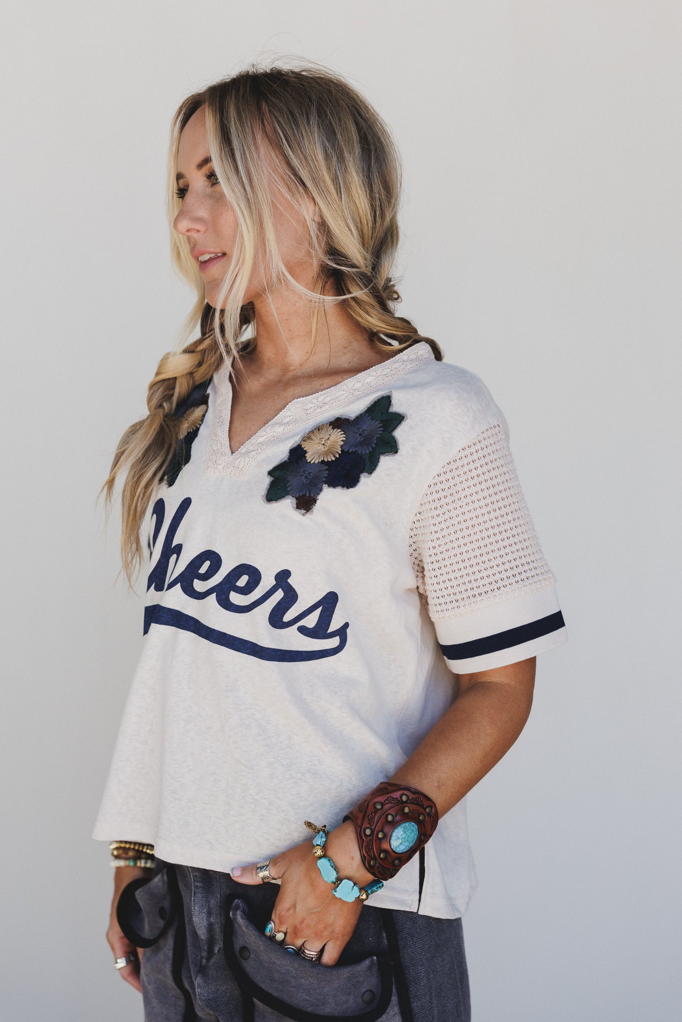 Cheers Floral Patchwork Top - Beige