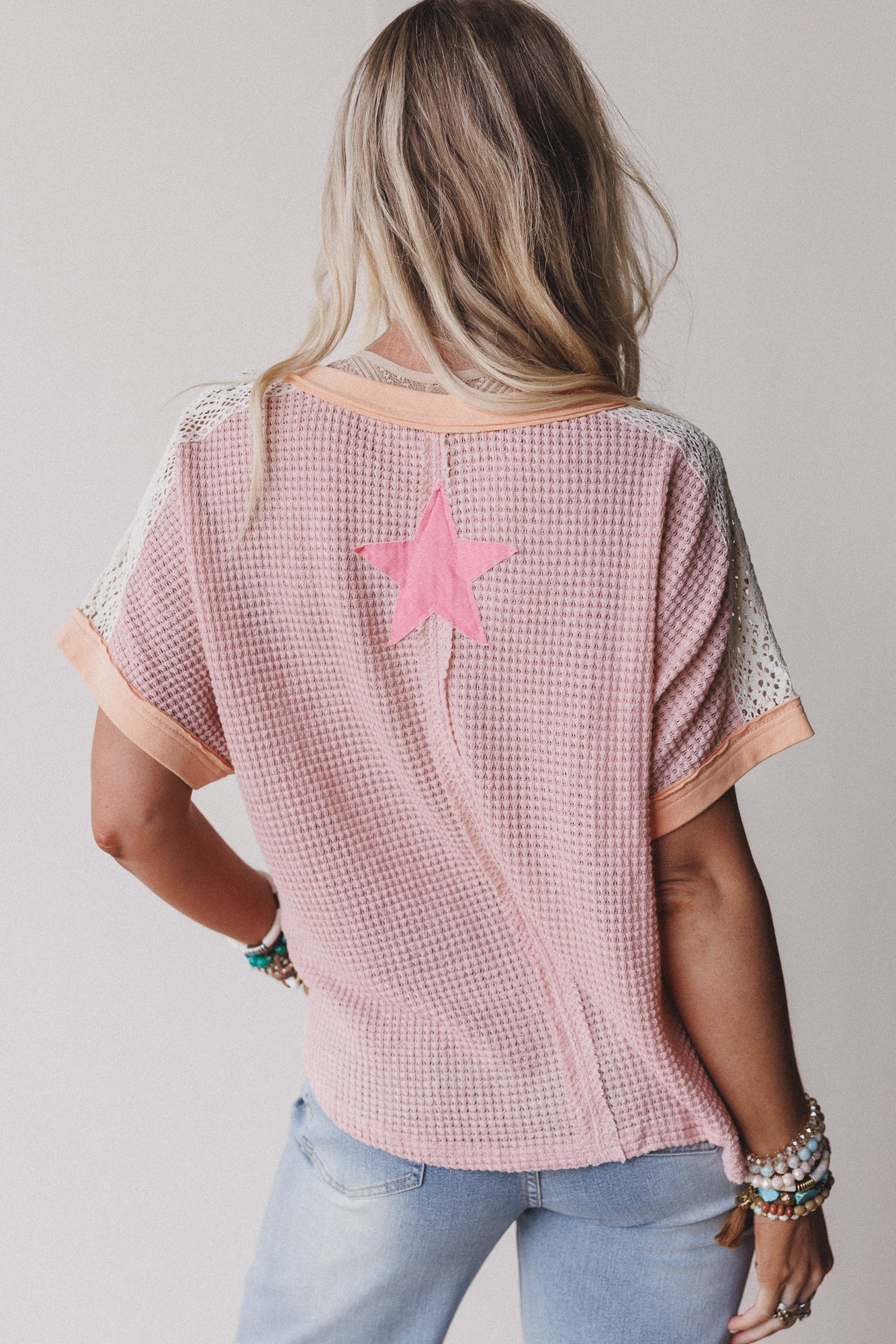 Nova Flow Star Patched Top - Pink