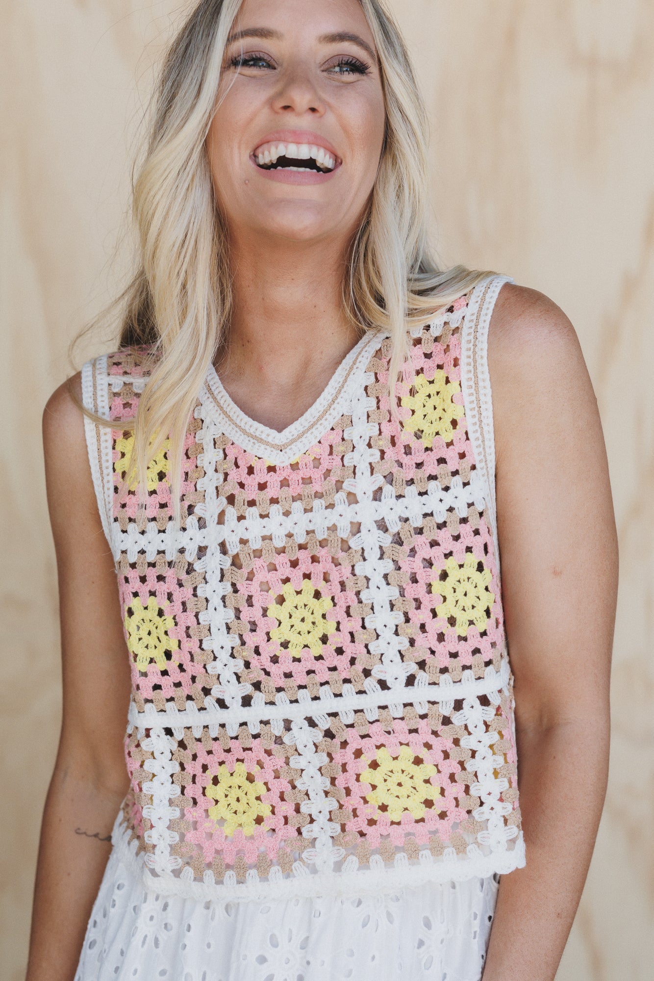 Serene Escape Crochet Top - Pink