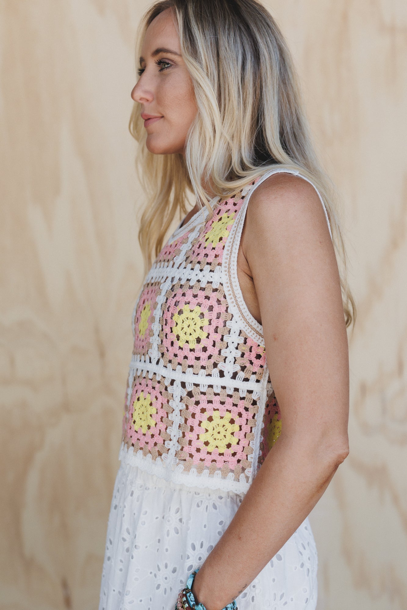 Serene Escape Crochet Top - Pink
