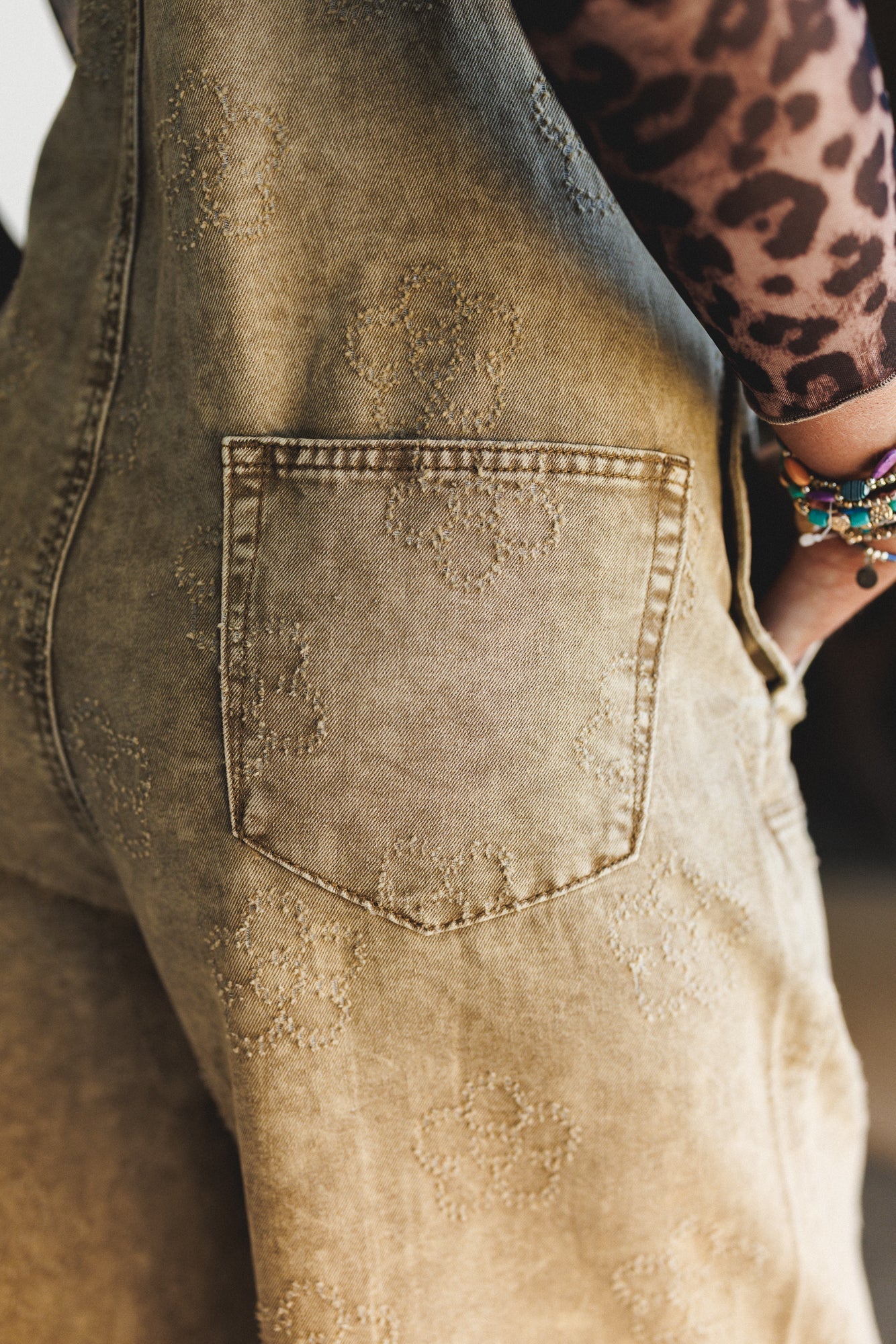 Chasing Horizons Flower Pattern Overalls - Walnut
