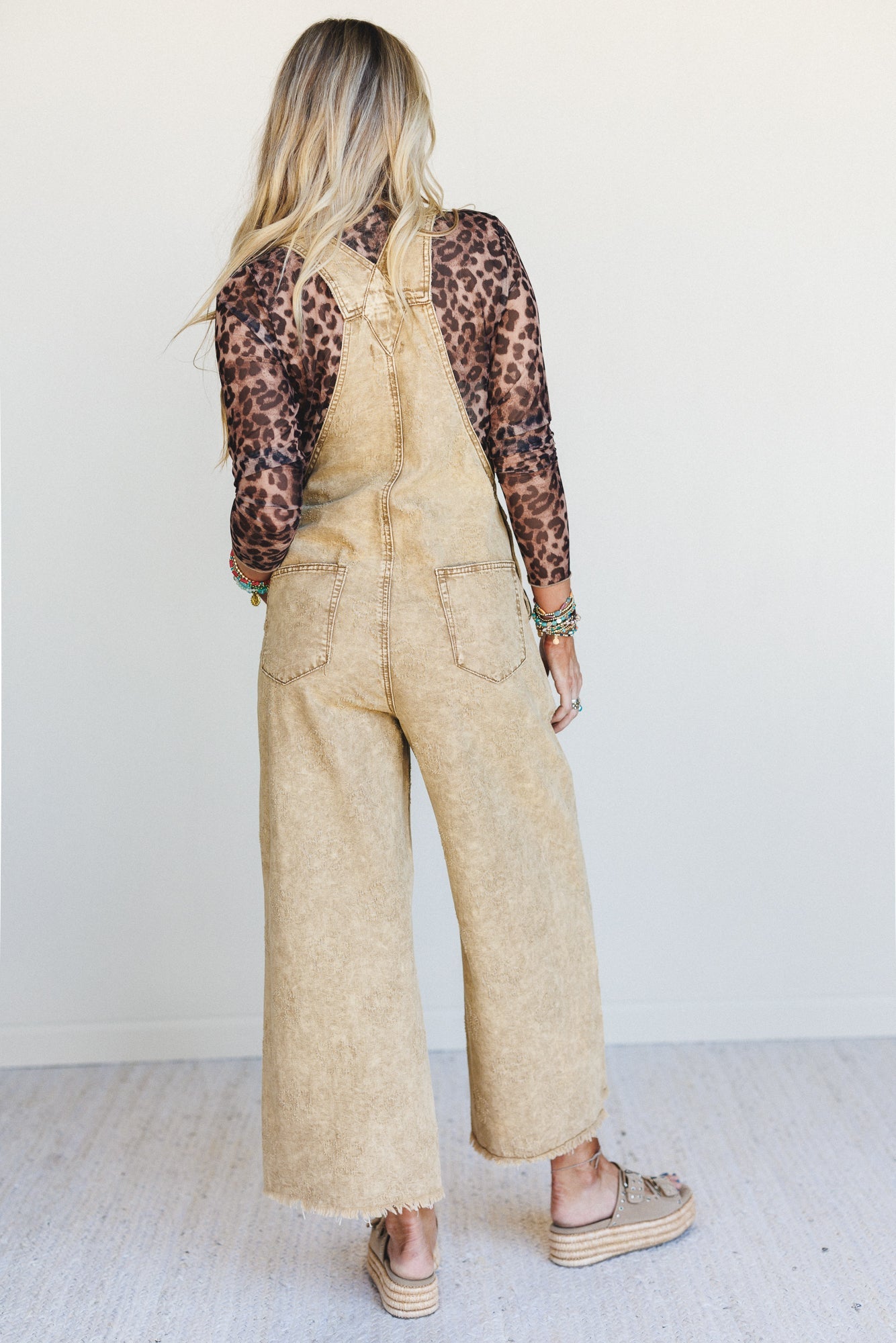 Chasing Horizons Flower Pattern Overalls - Walnut