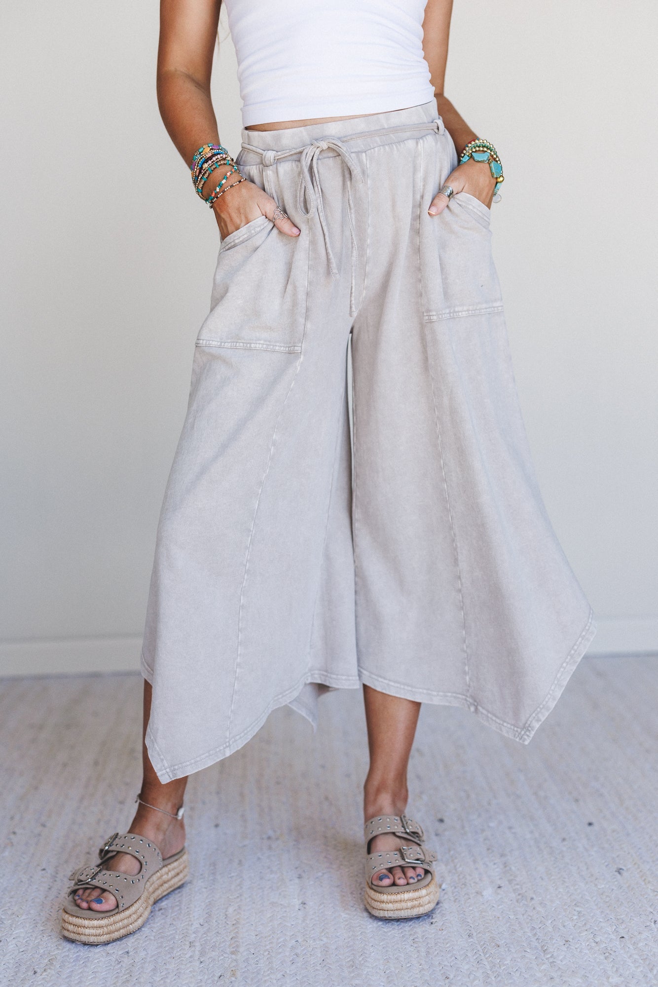 Eventide Wide Leg Pants - Khaki