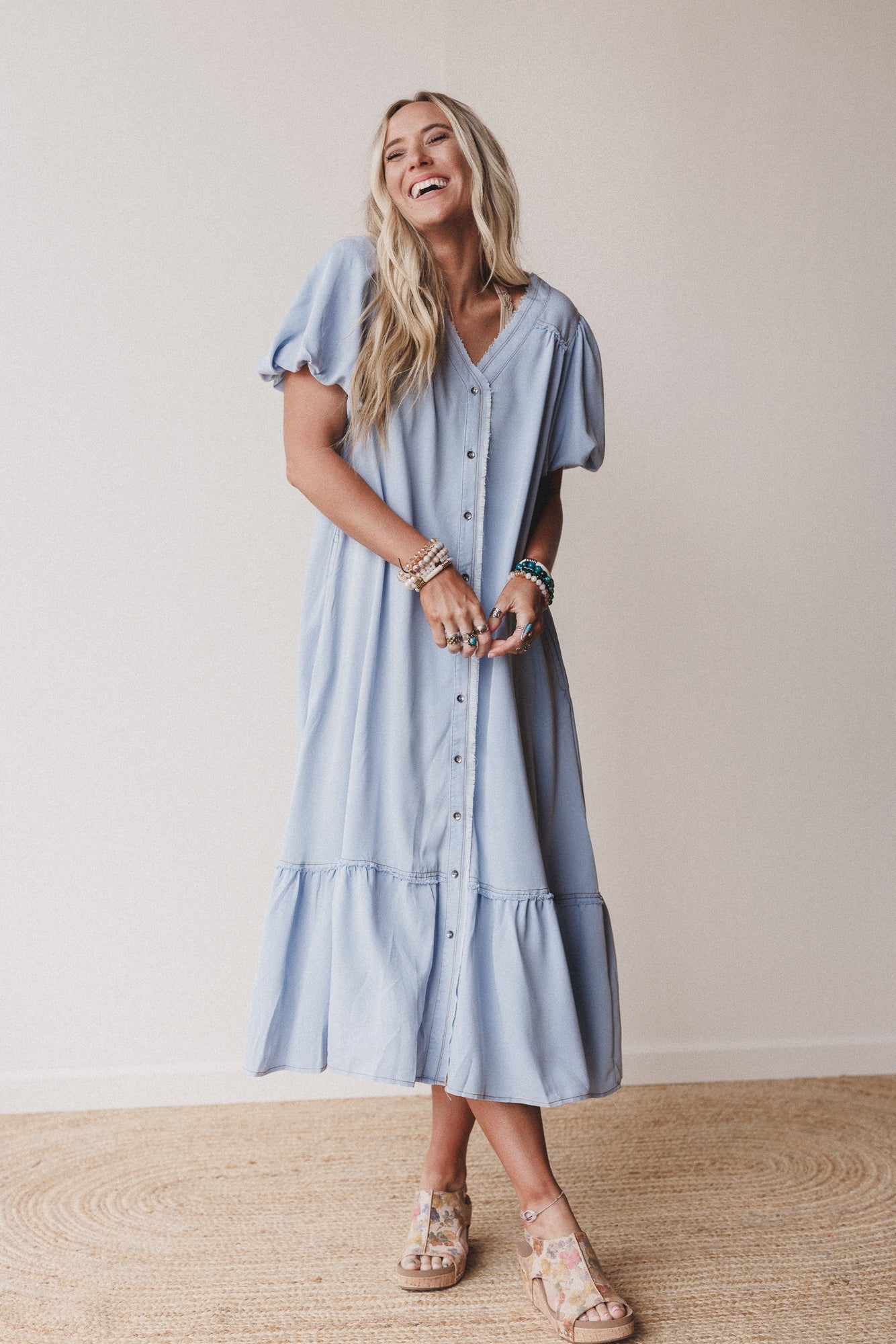 Sonora Sun Button Down Maxi Dress - Blue