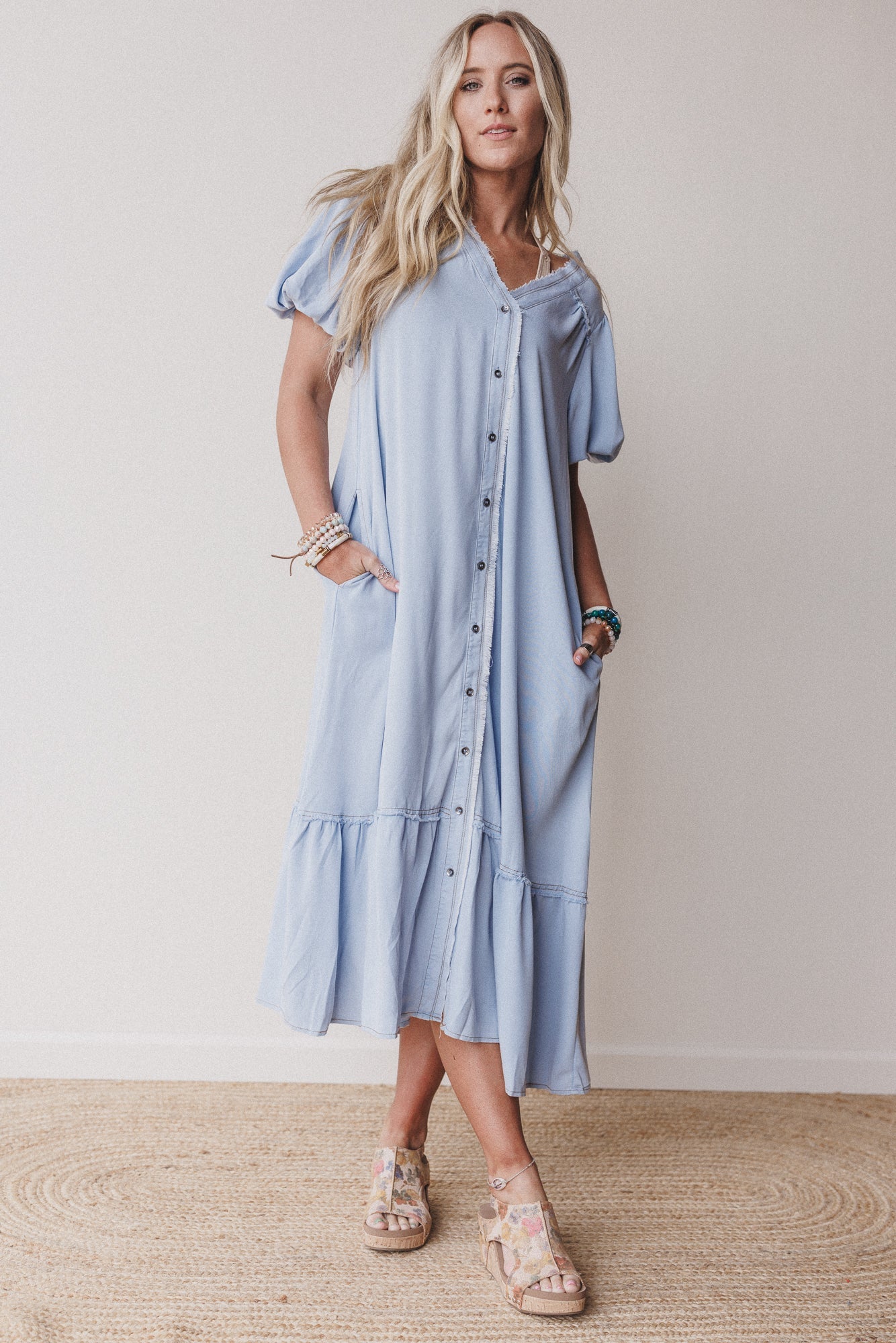 Sonora Sun Button Down Maxi Dress - Blue