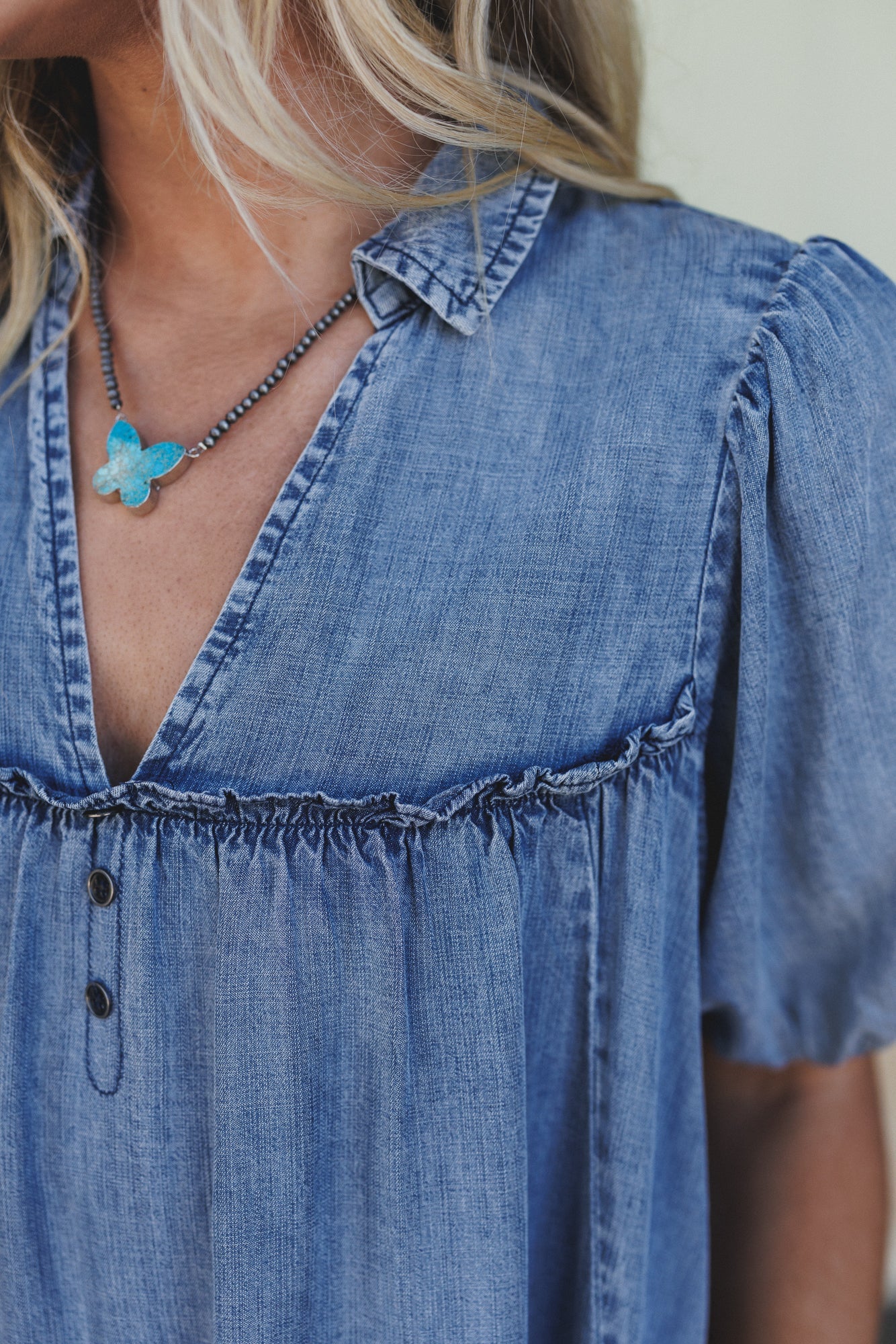 Cabana Days Ruffle Hem Dress - Blue