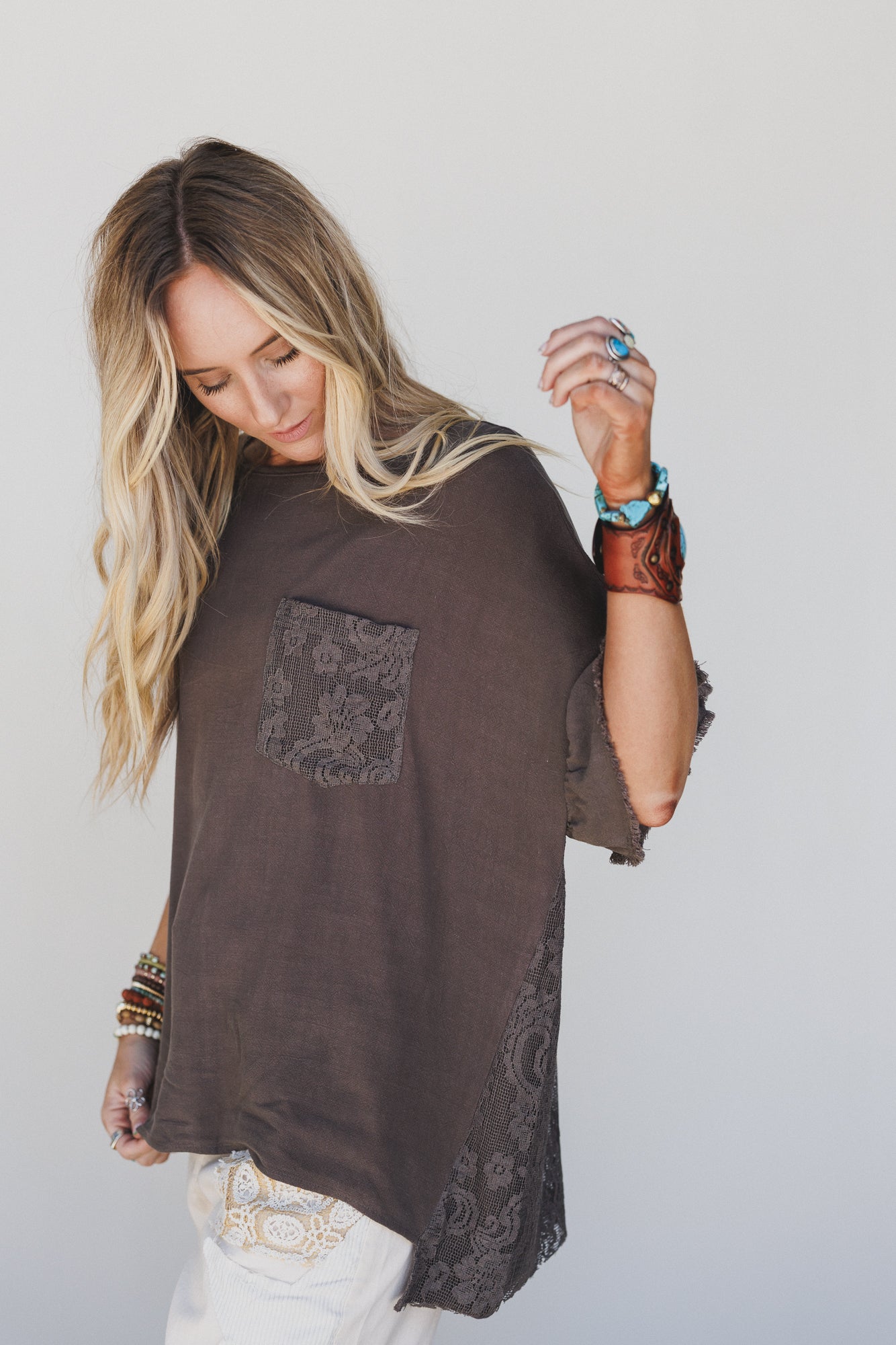 Zhara Lace Back Top - Ash