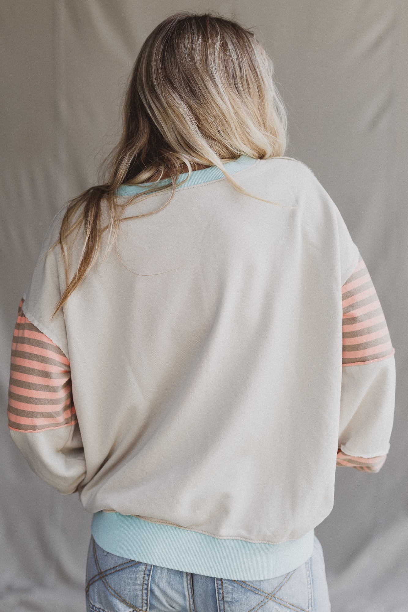 Awaken Joy Stripe Pattern Pullover - Khaki