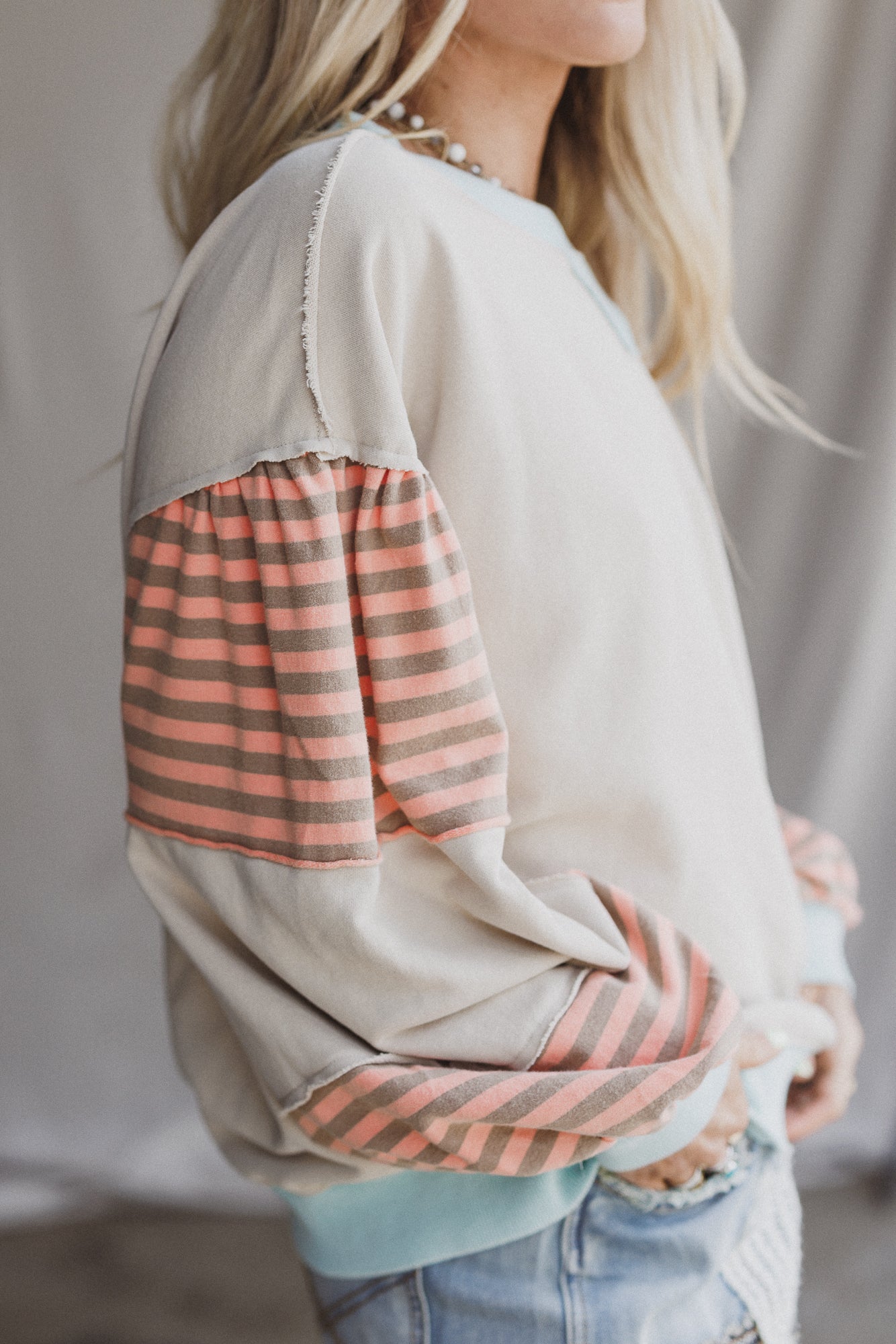 Awaken Joy Stripe Pattern Pullover - Khaki