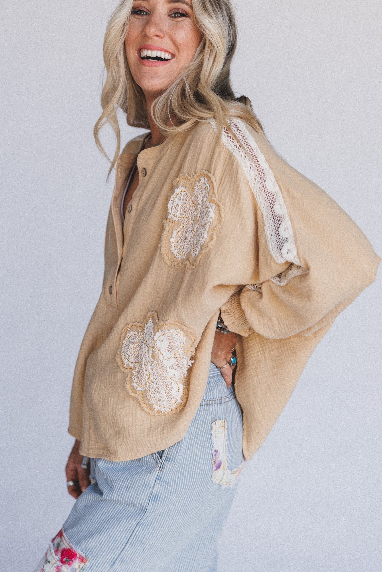 Soul Stir Crochet Trim Top - Yellow