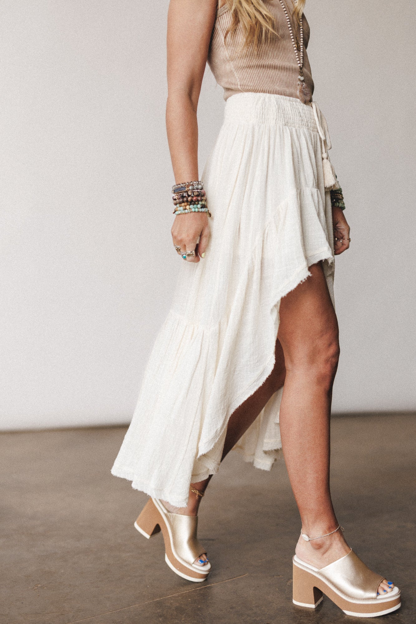 Lunara Ruffled Skirt - Off White