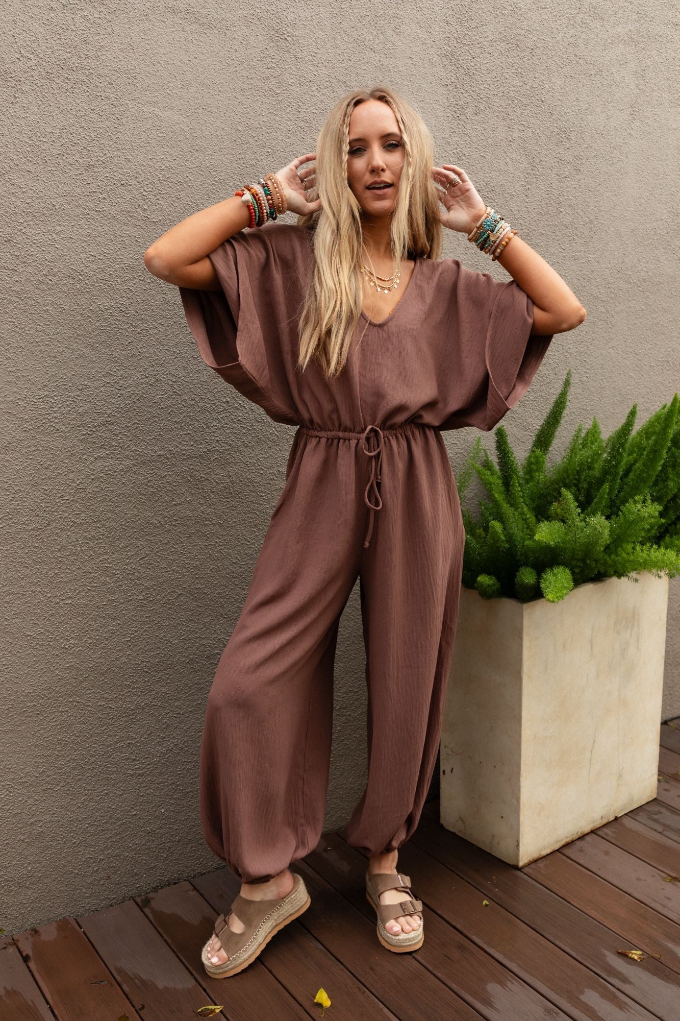 The Nest New Love Relaxed Drawstring Jumpsuit - Mocha