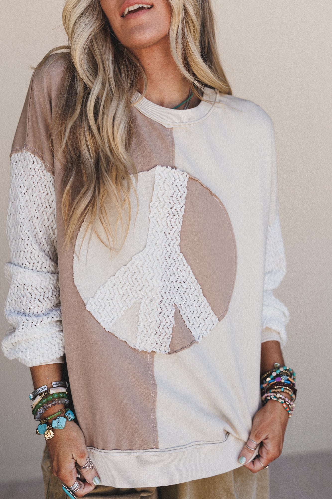 Peace Wave Knit Top - Natural