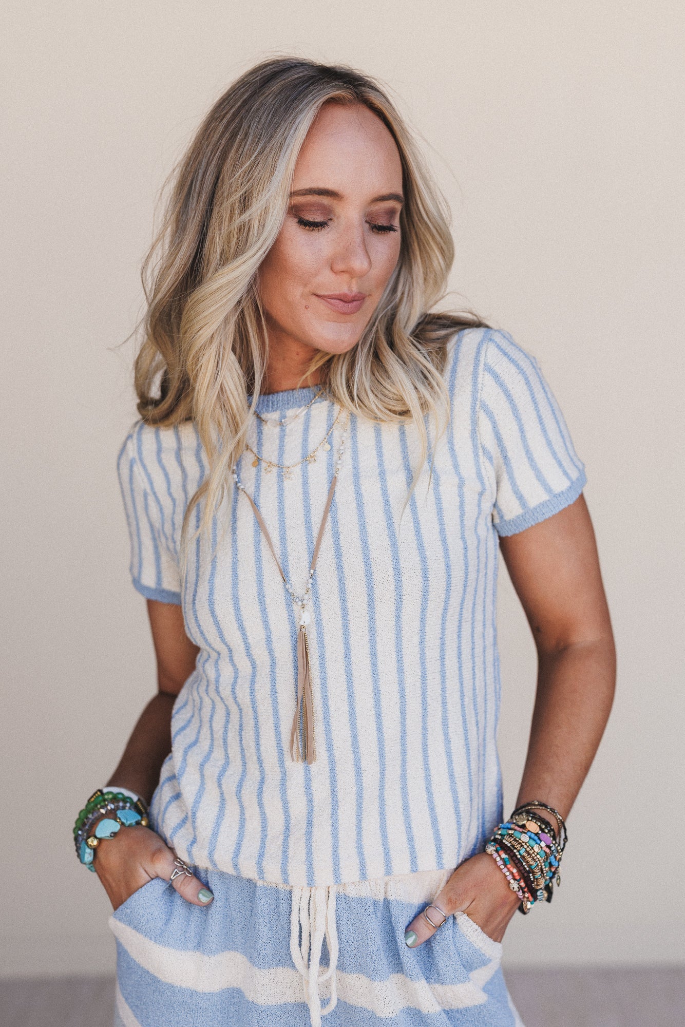 Salt Kissed Striped Top - Ivory Multi