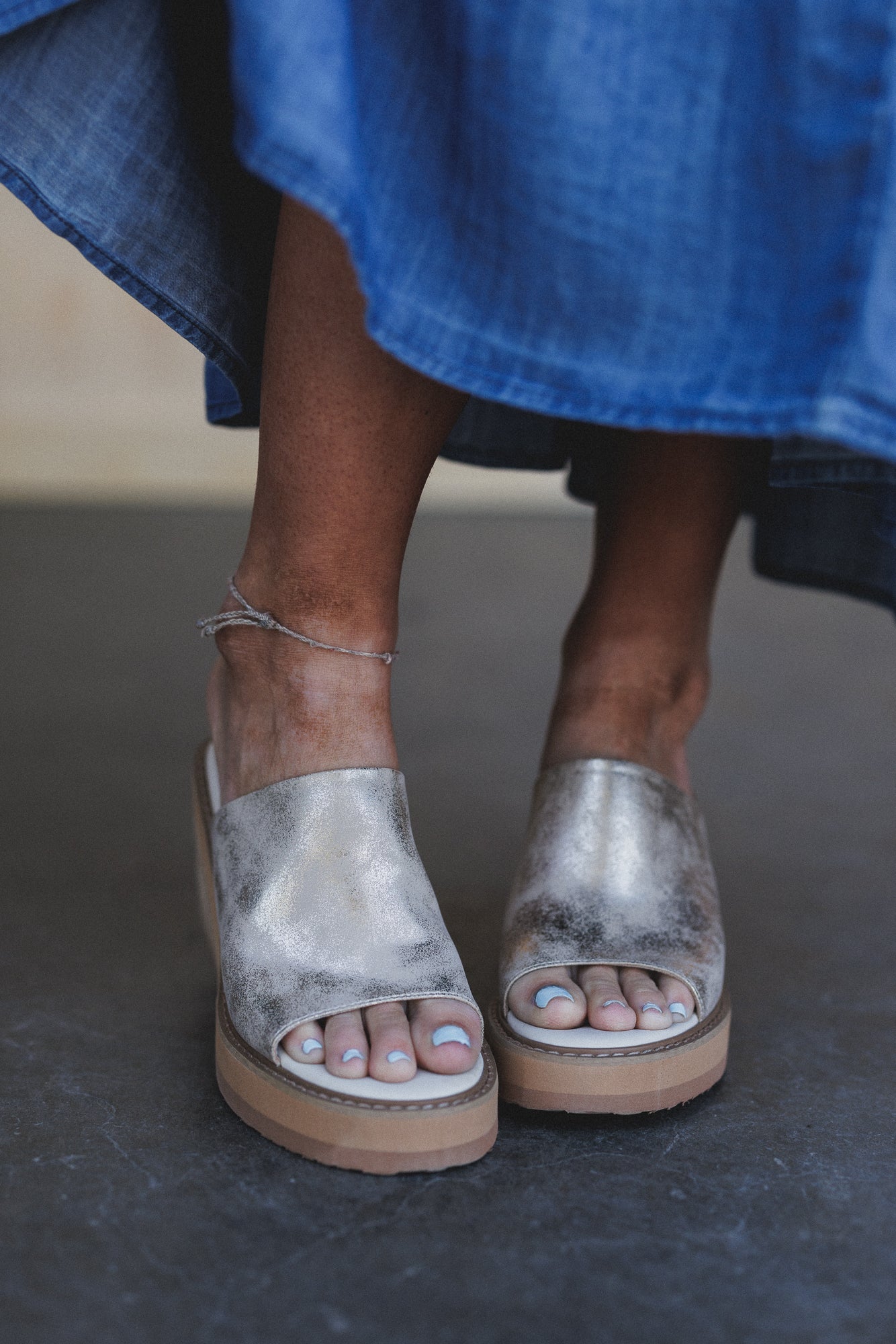 Light Catcher Wedge Slip Ons - Gold