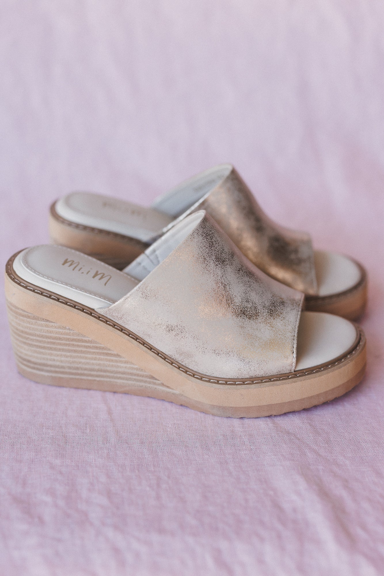 Light Catcher Wedge Slip Ons - Gold