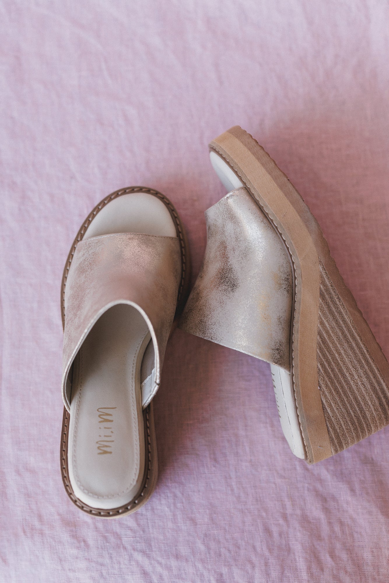 Light Catcher Wedge Slip Ons - Gold