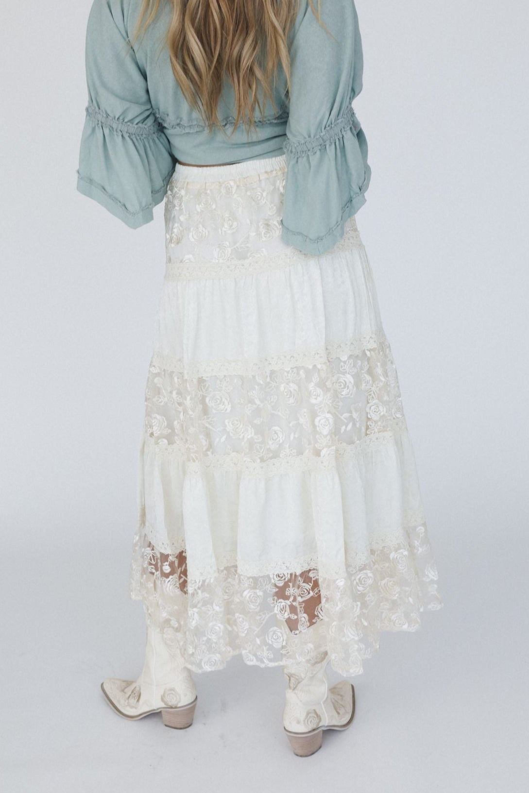 Lace Horizon Maxi Skirt - Cream