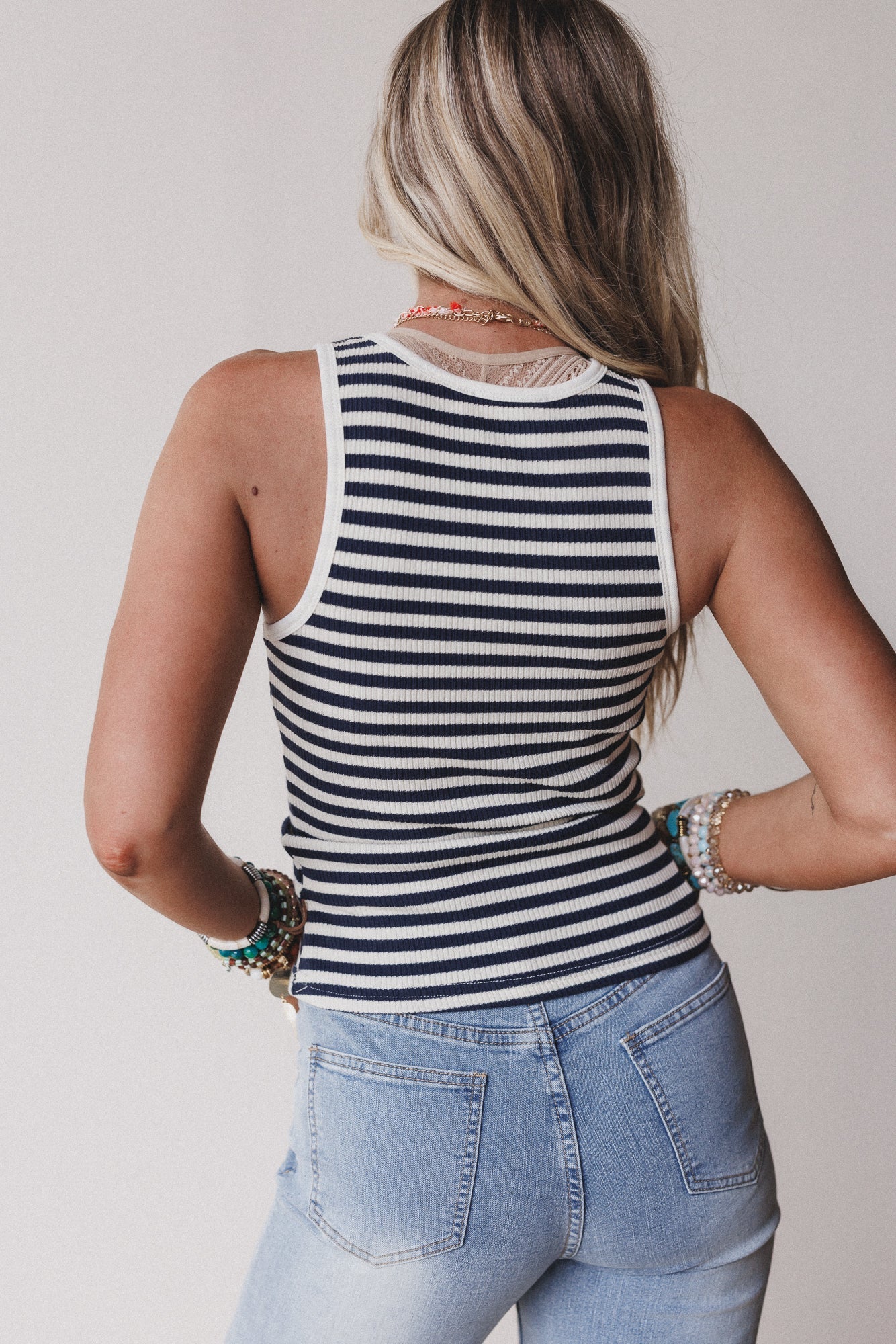 Wildflow Stripe Top - Navy