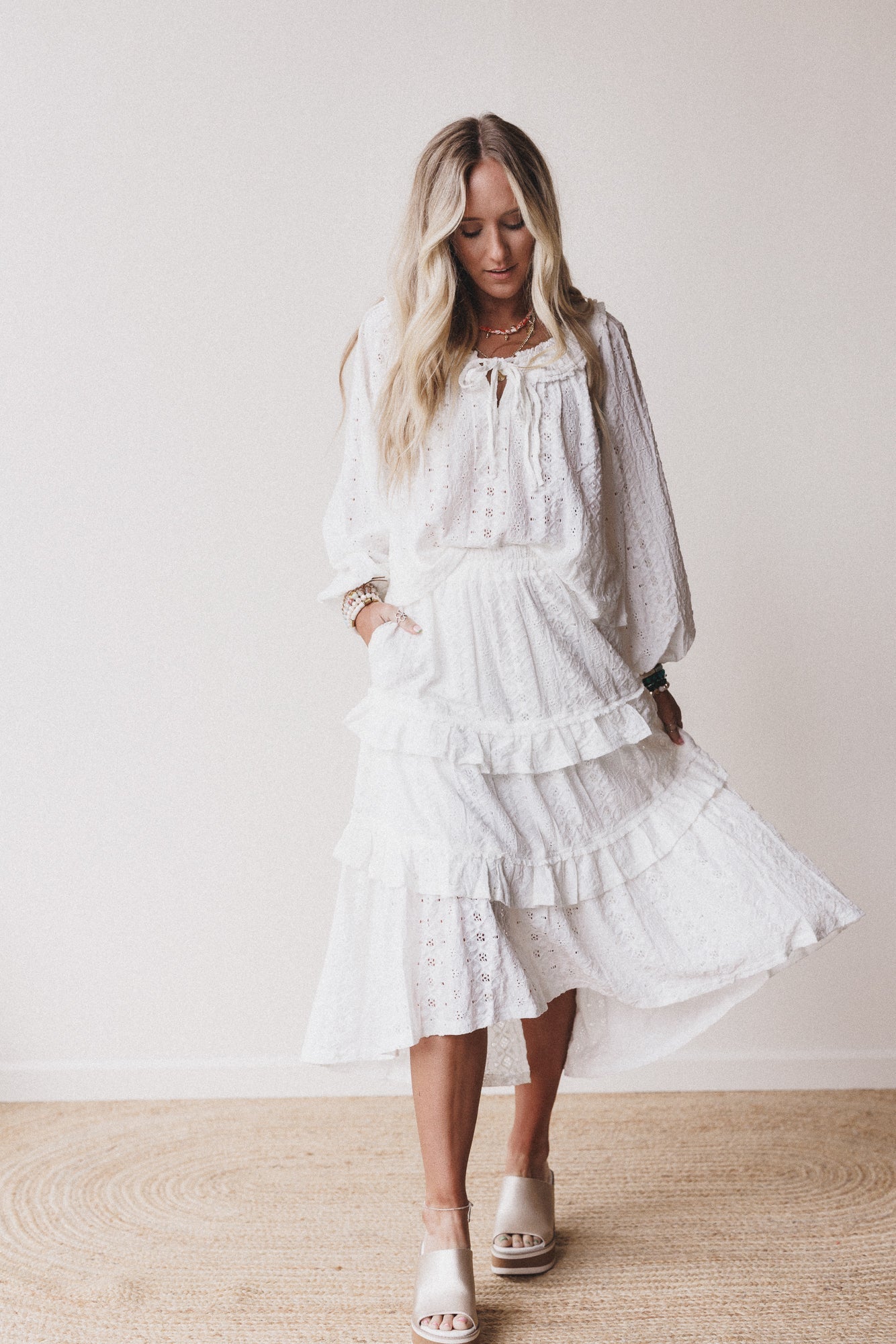 Boho Dreaming Top and Skirt Set - Cream