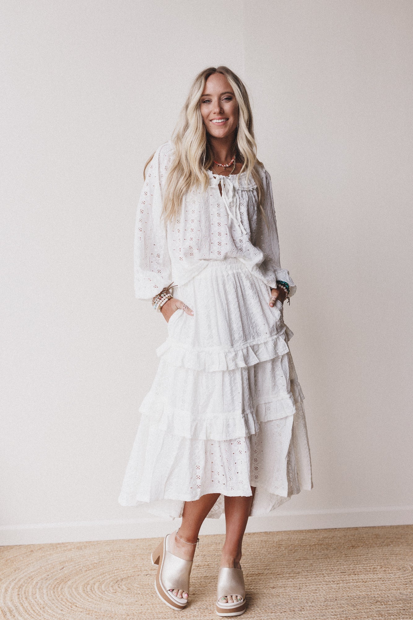 Boho Dreaming Top and Skirt Set - Cream