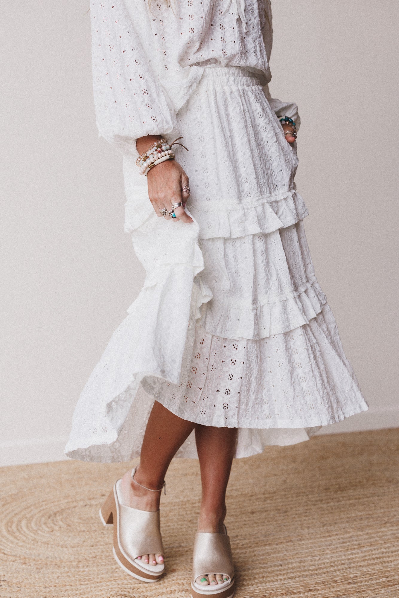 Boho Dreaming Top and Skirt Set - Cream