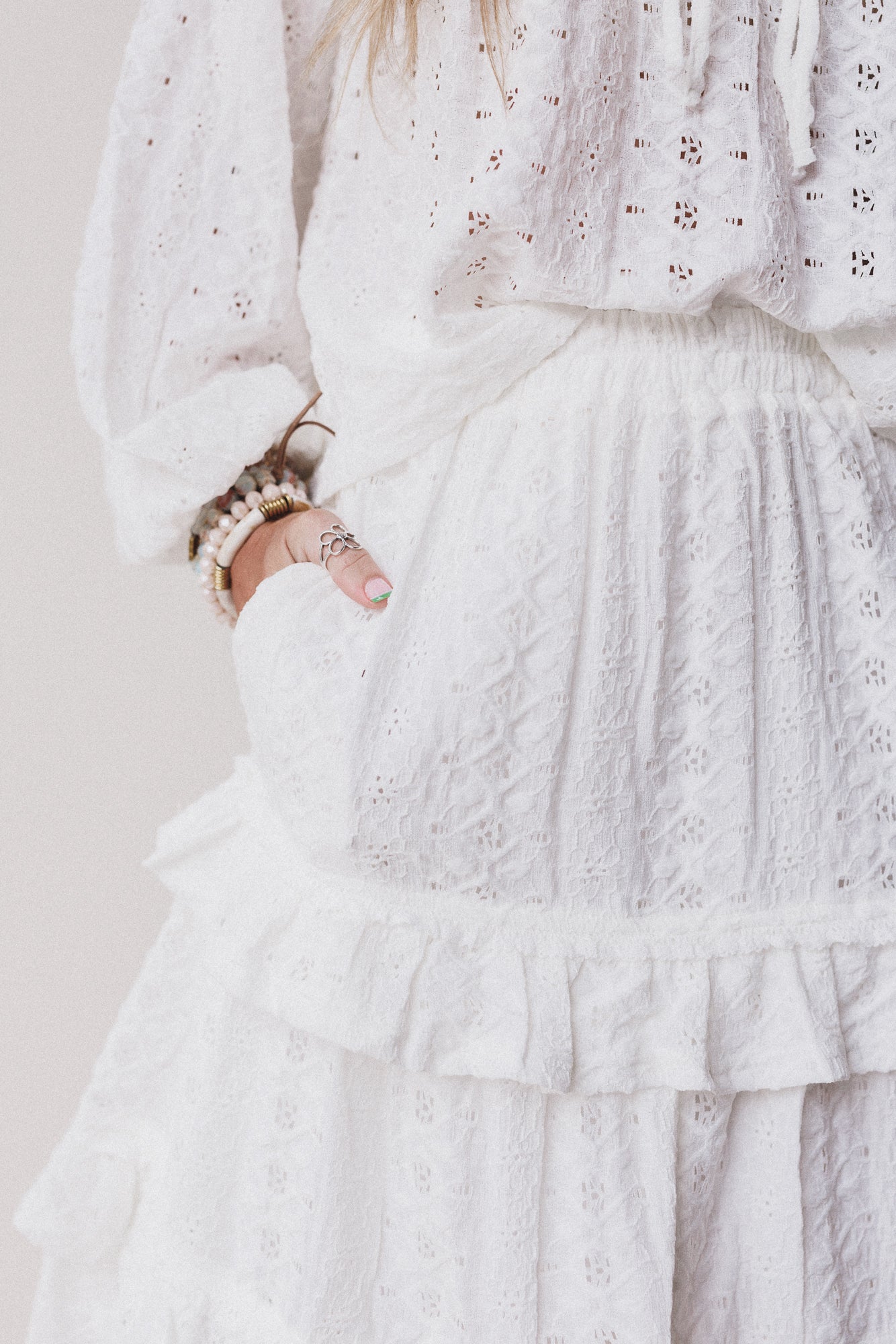 Boho Dreaming Top and Skirt Set - Cream