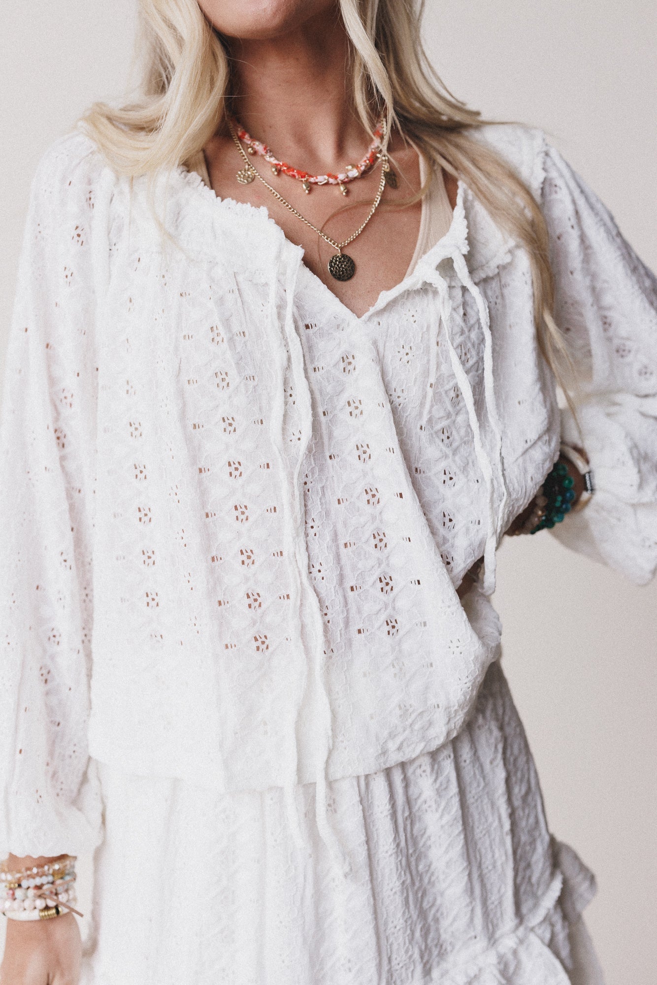 Boho Dreaming Top and Skirt Set - Cream
