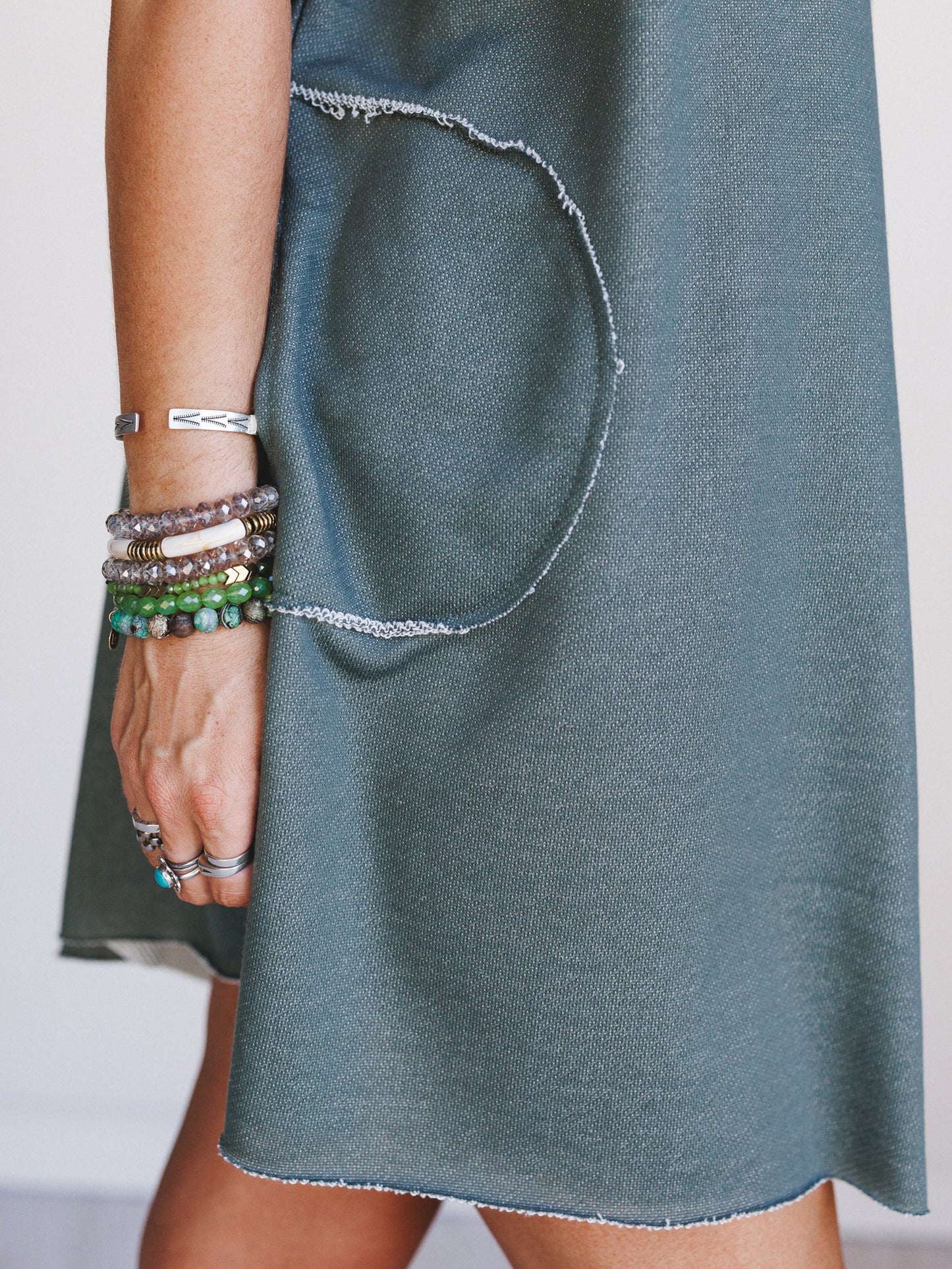 The Nest Laid Back Luxe Dress - Two Tone Olive