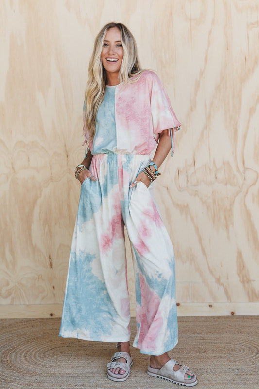 The Nest Carolina Comfy Wide Leg Jumpsuit - Tie Dye