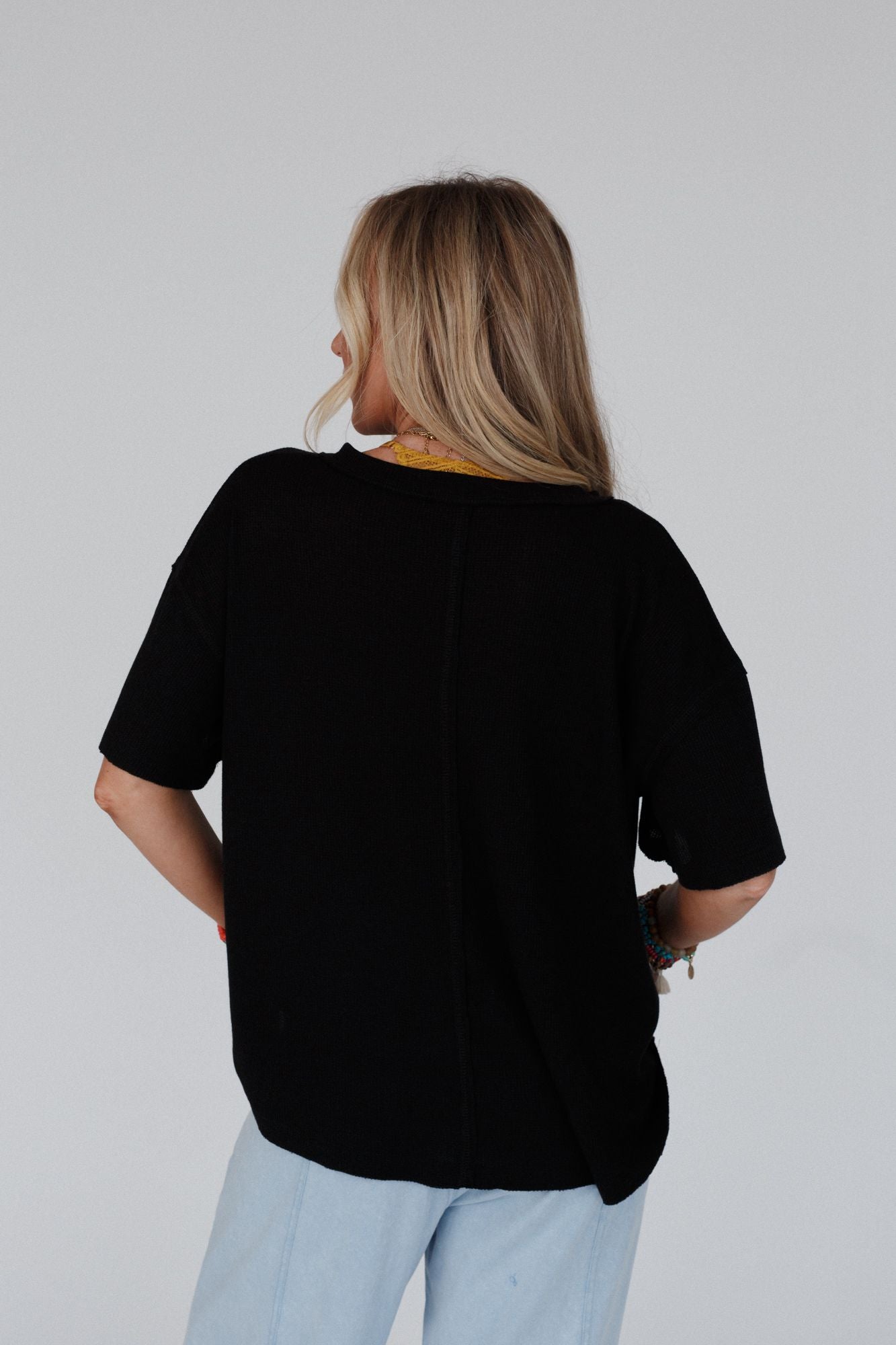The Nest Soft Plume Henley Top - Black