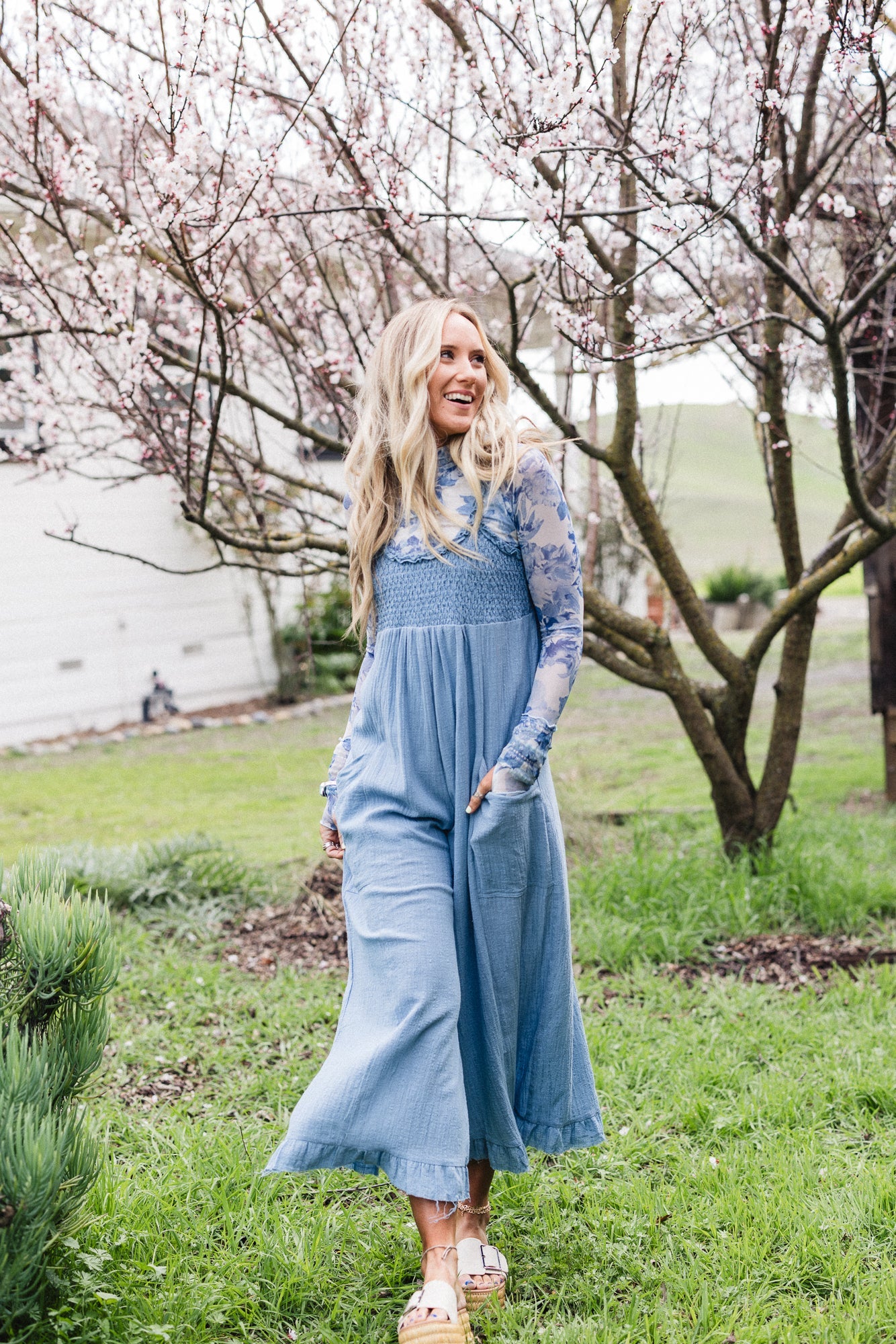 On The Fence Floral Top - Blue